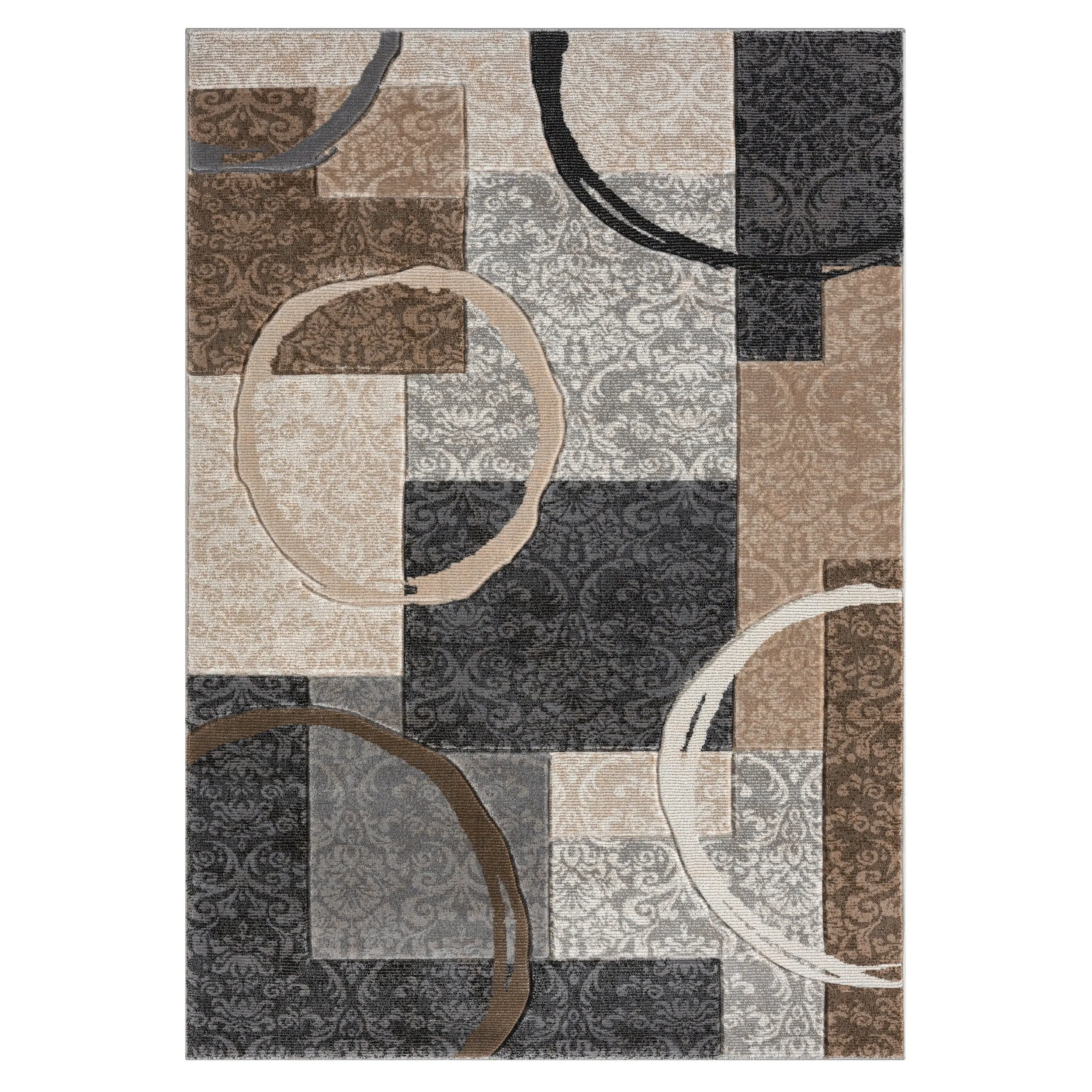 Alexia Collection Geometric Beige/Gray Indoor Modern Area Rug