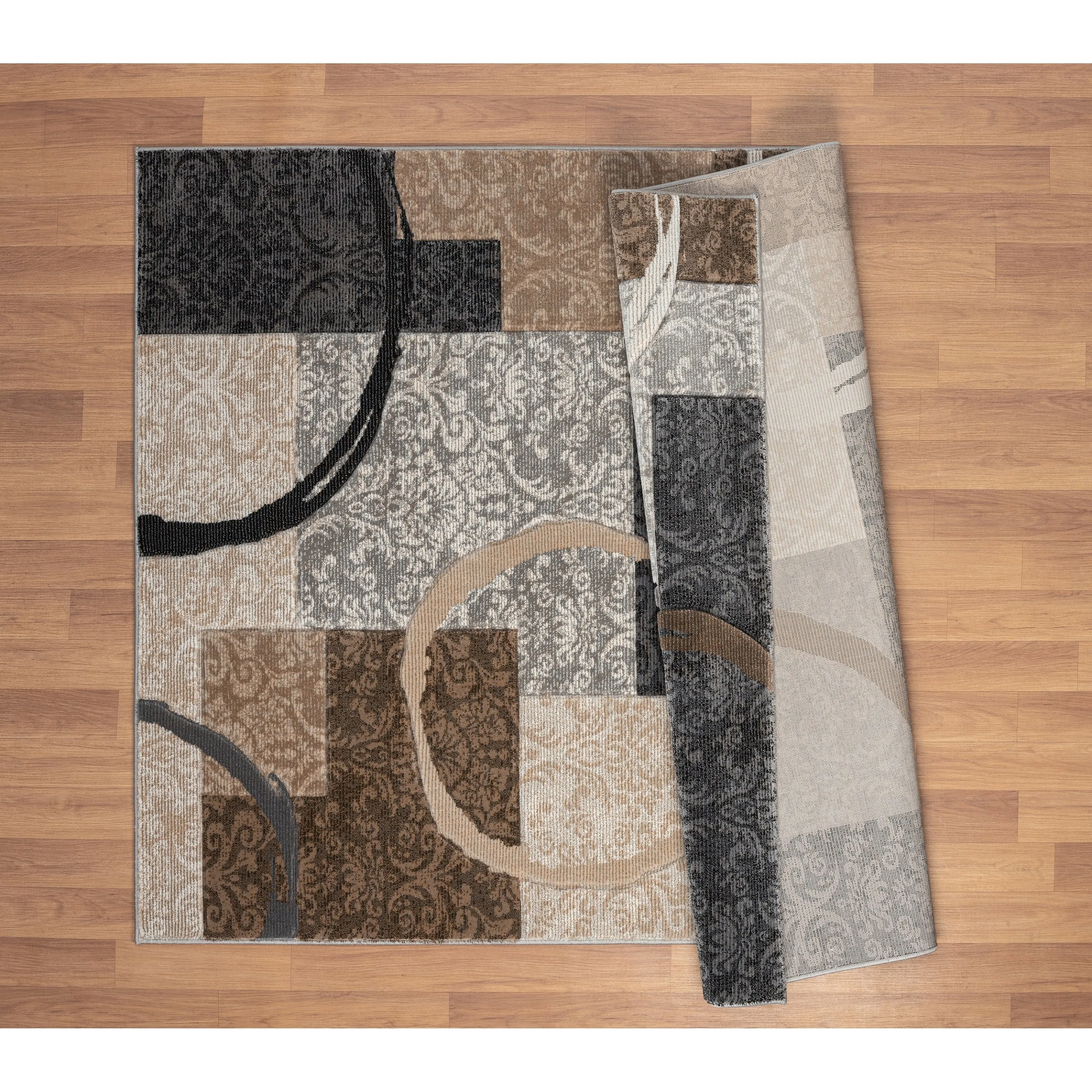 Alexia Collection Geometric Beige/Gray Indoor Modern Area Rug