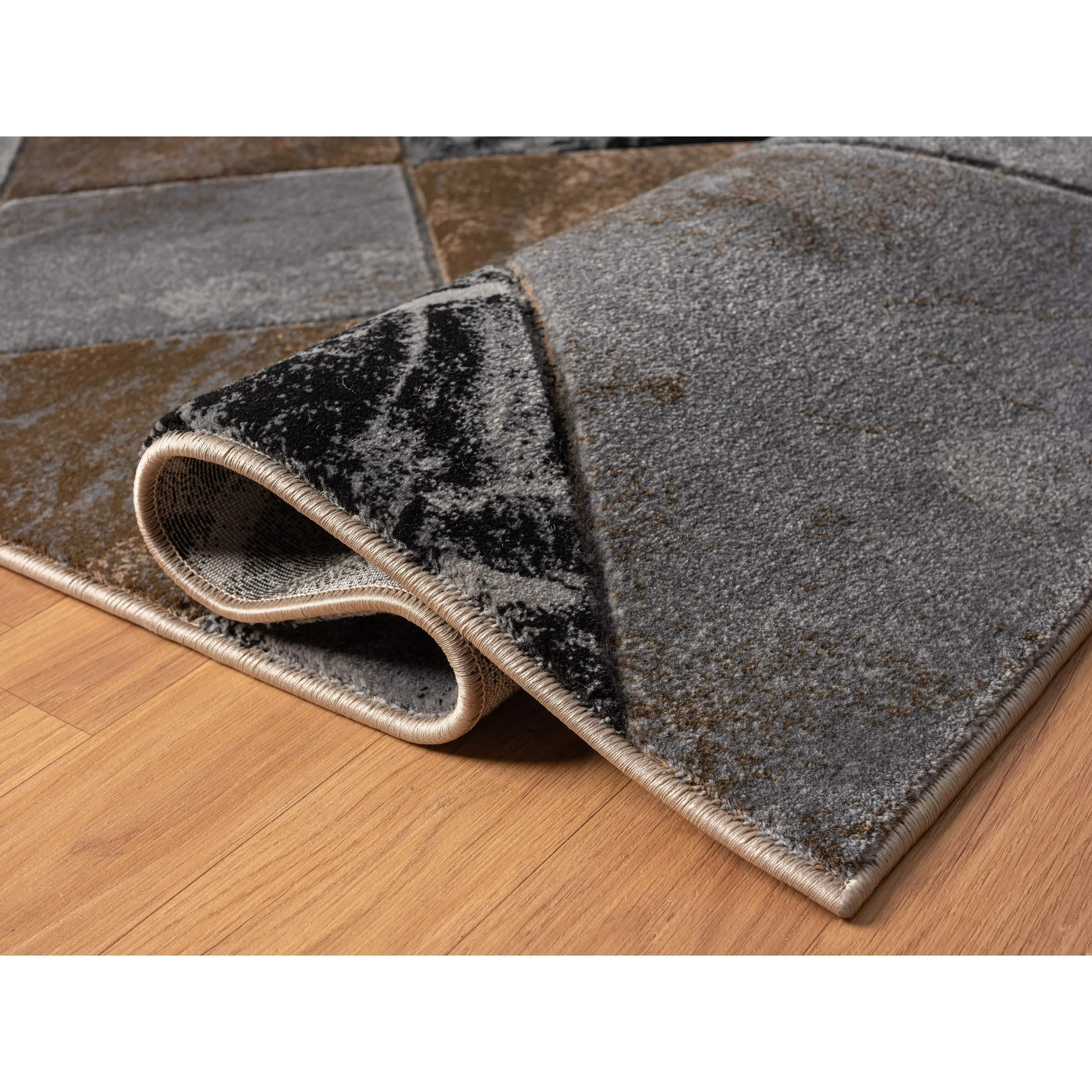 Alexia Collection Geometric Gray/Brown Indoor Contemporary Area Rug