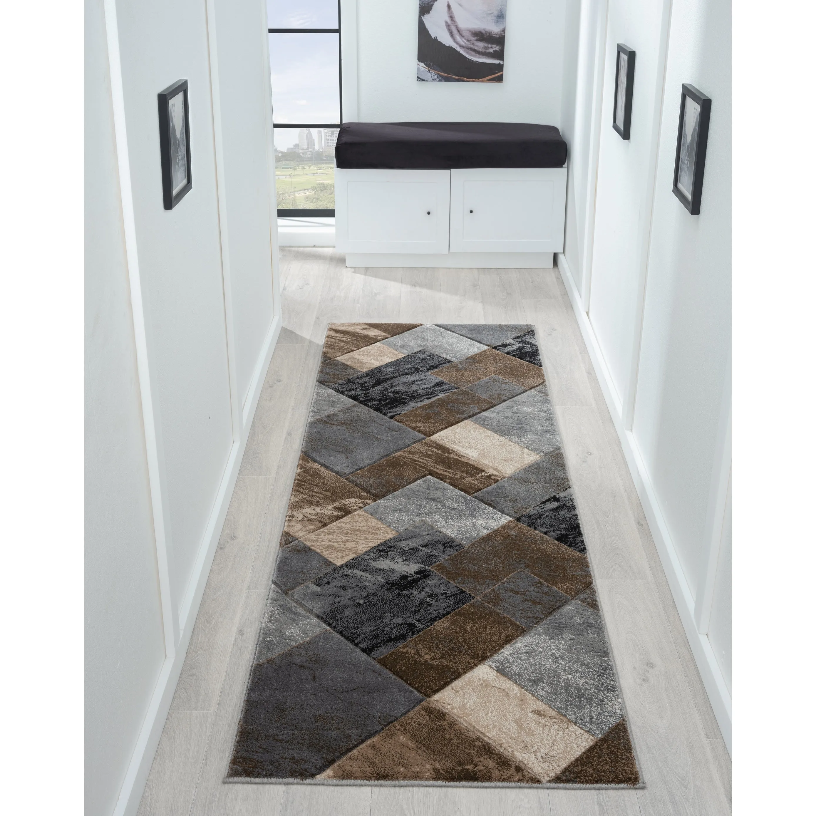 Alexia Collection Geometric Gray/Brown Indoor Contemporary Area Rug