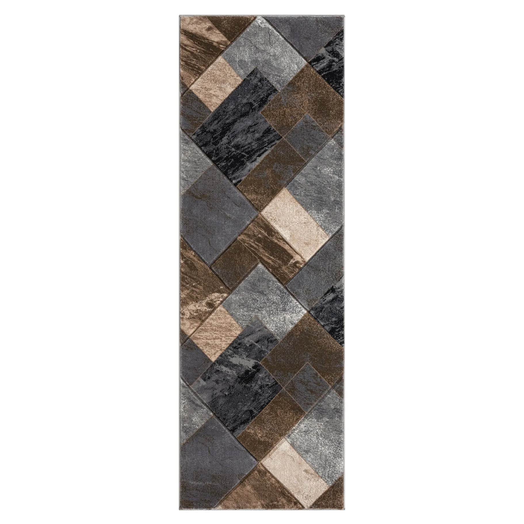 Alexia Collection Geometric Gray/Brown Indoor Contemporary Area Rug