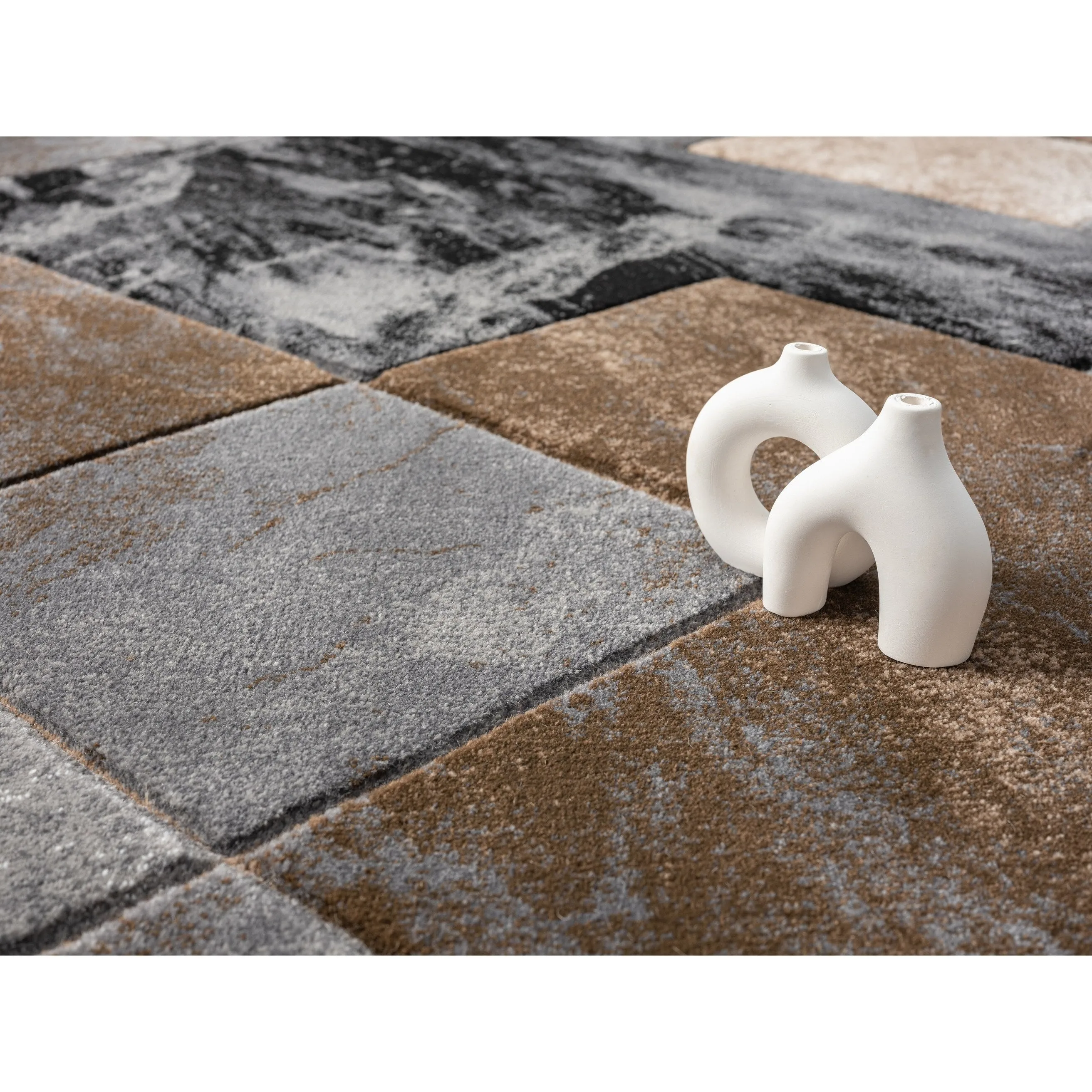 Alexia Collection Geometric Gray/Brown Indoor Contemporary Area Rug