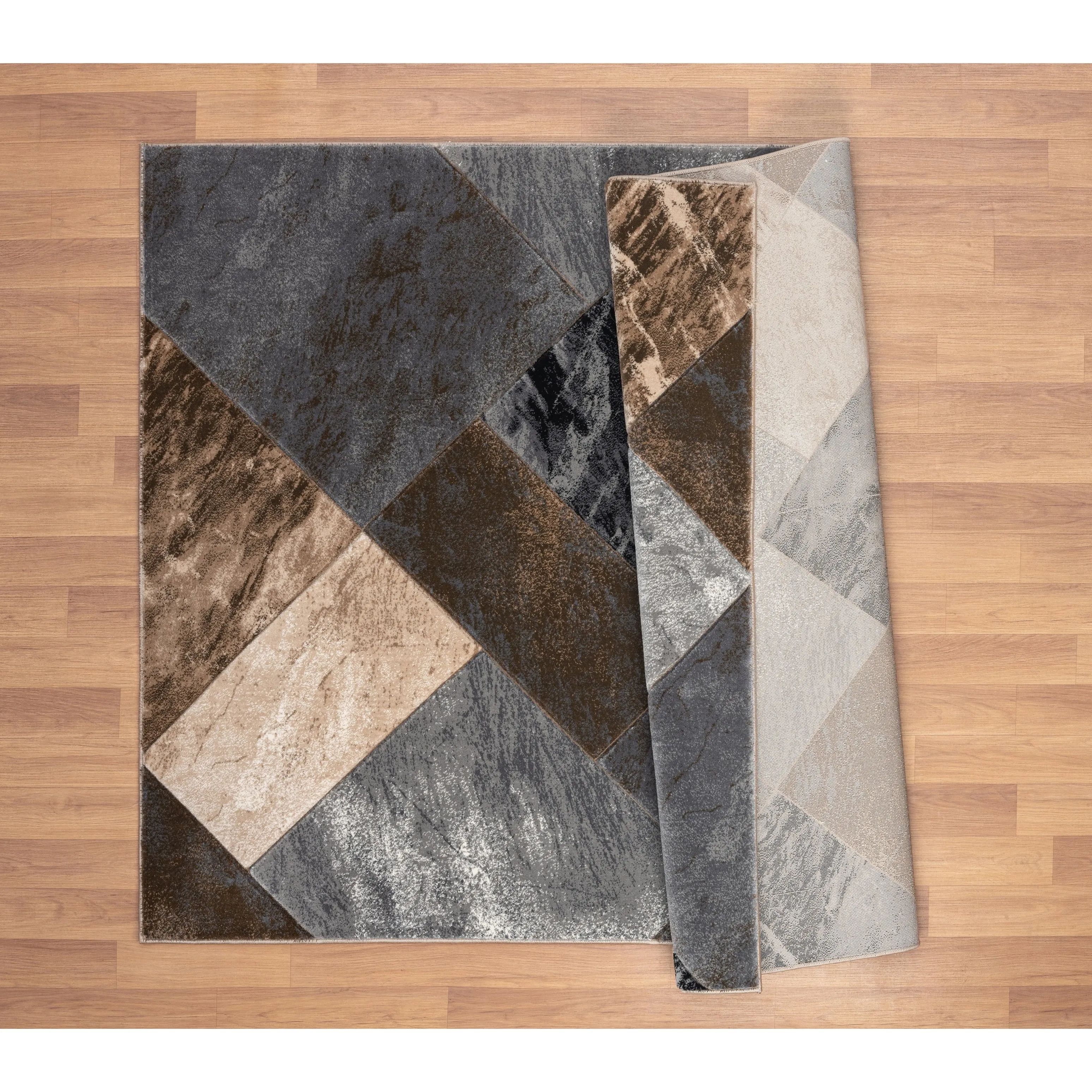 Alexia Collection Geometric Gray/Brown Indoor Contemporary Area Rug