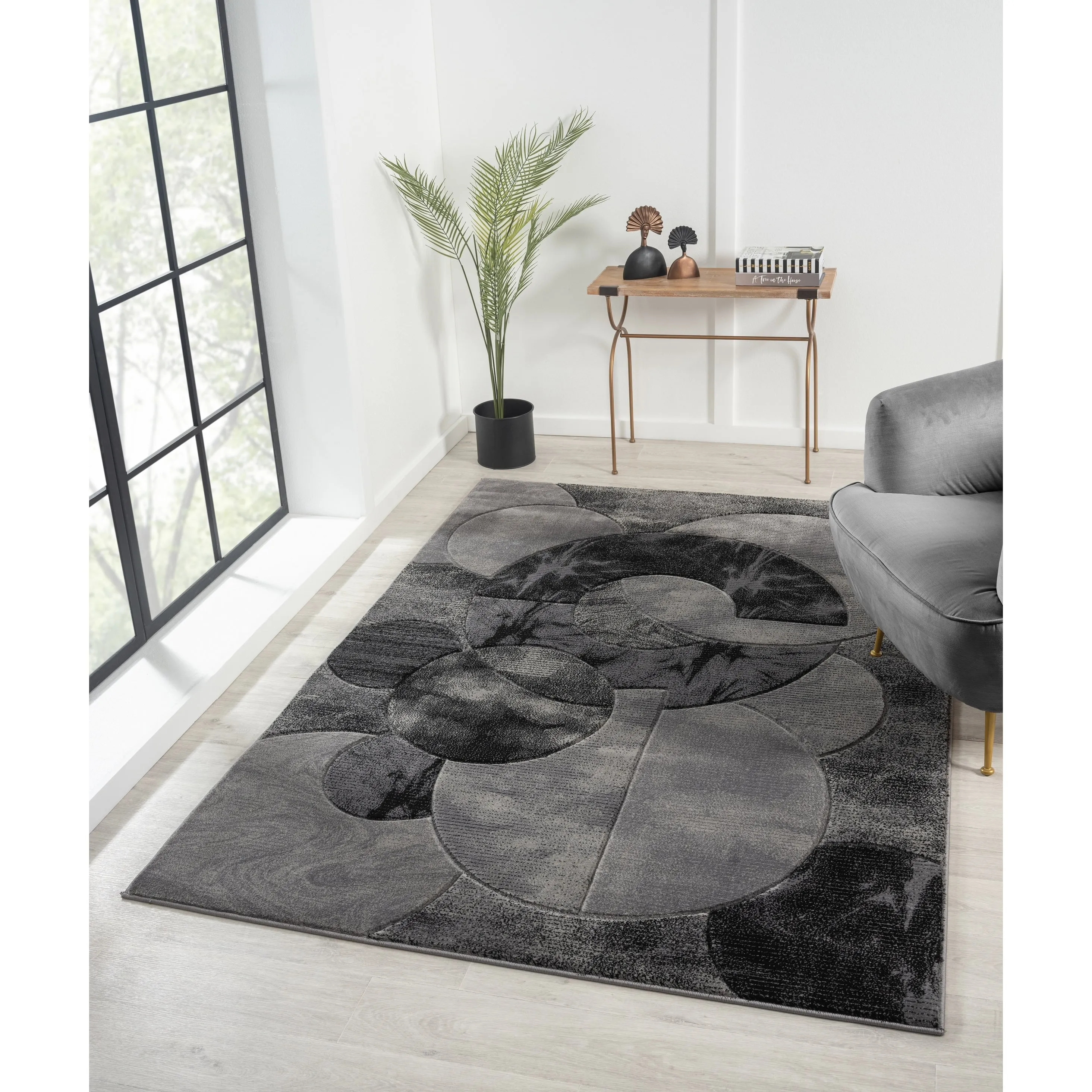 Alexia Collection Modern Circle Design Area Rug