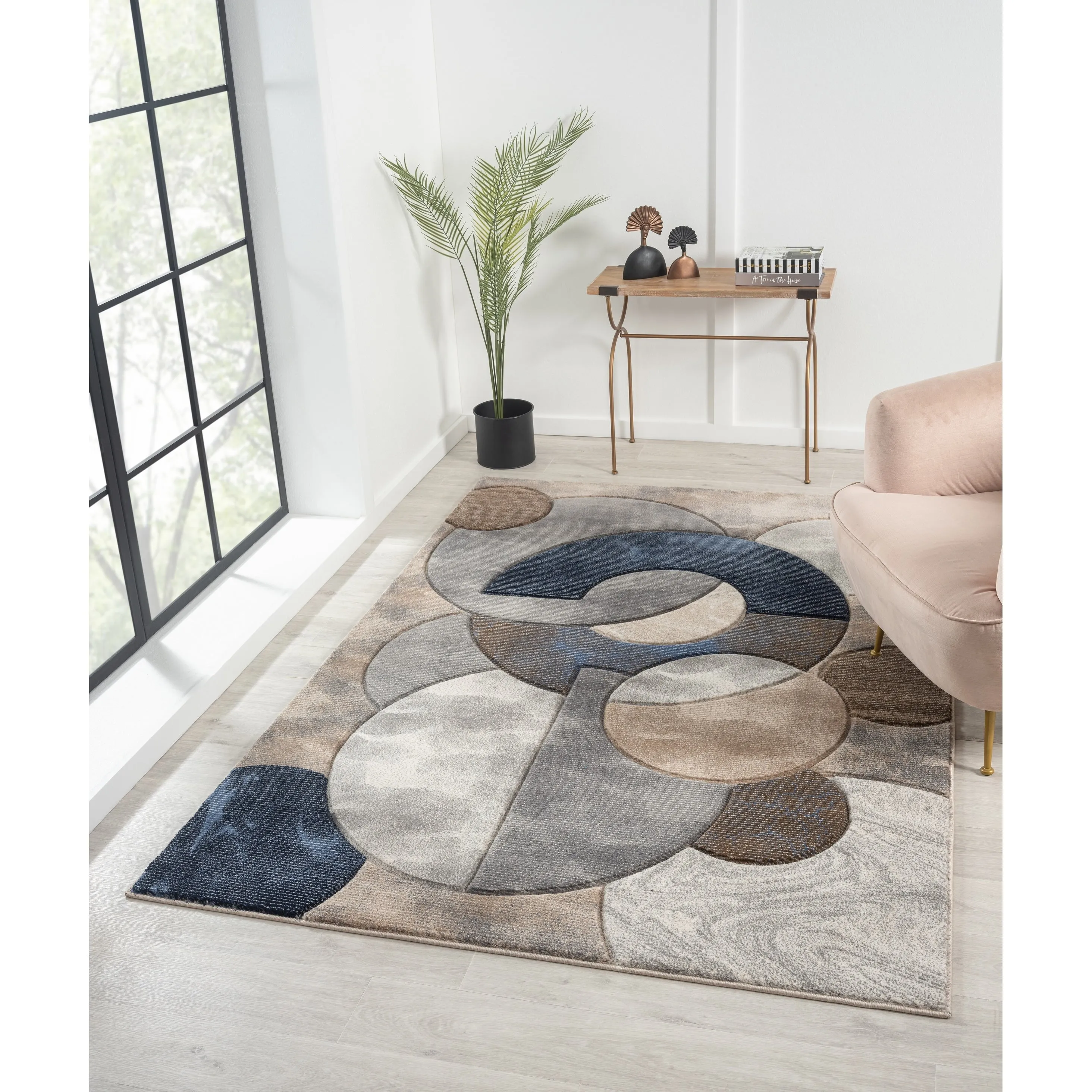 Alexia Collection Modern Circle Design Area Rug
