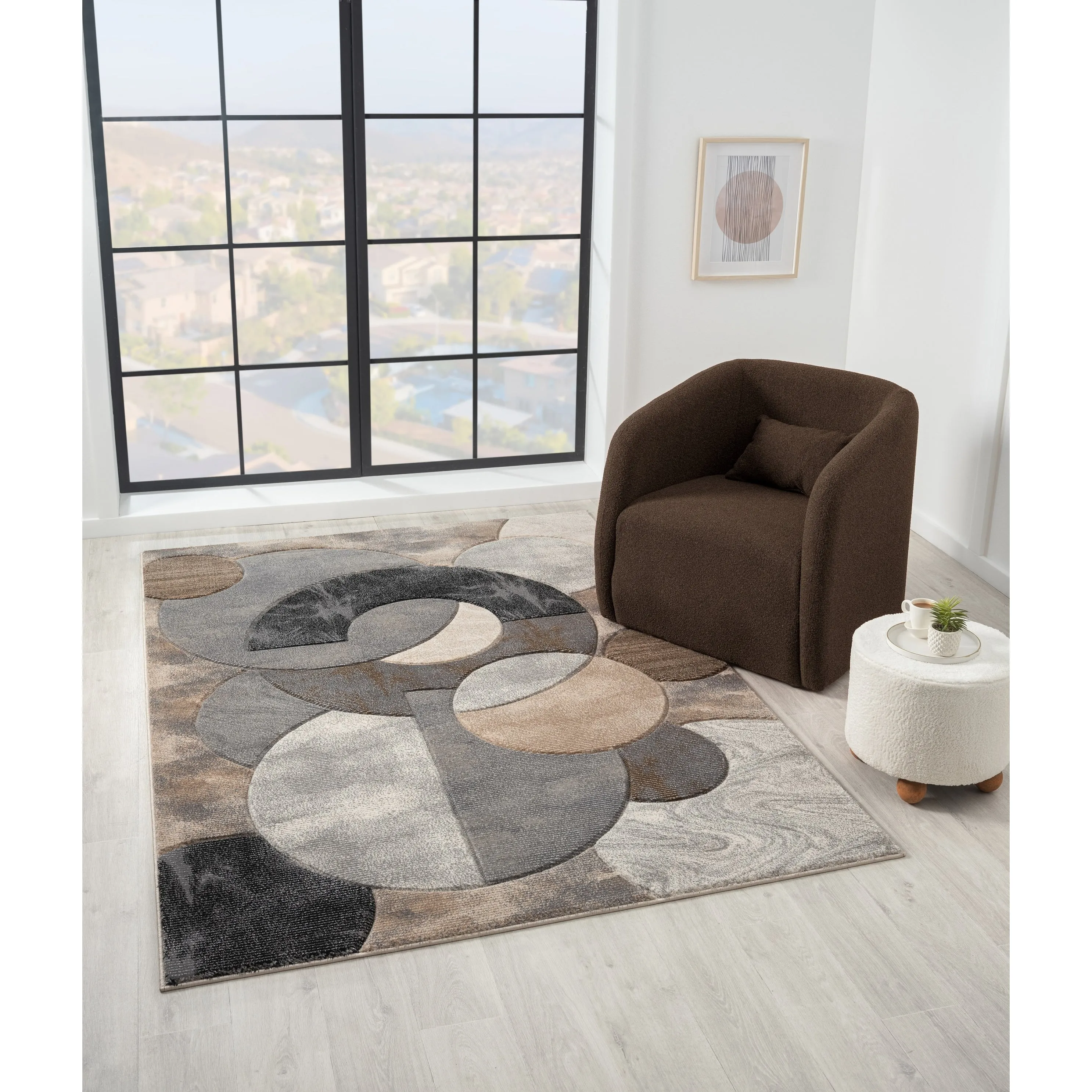 Alexia Collection Modern Circle Design Area Rug
