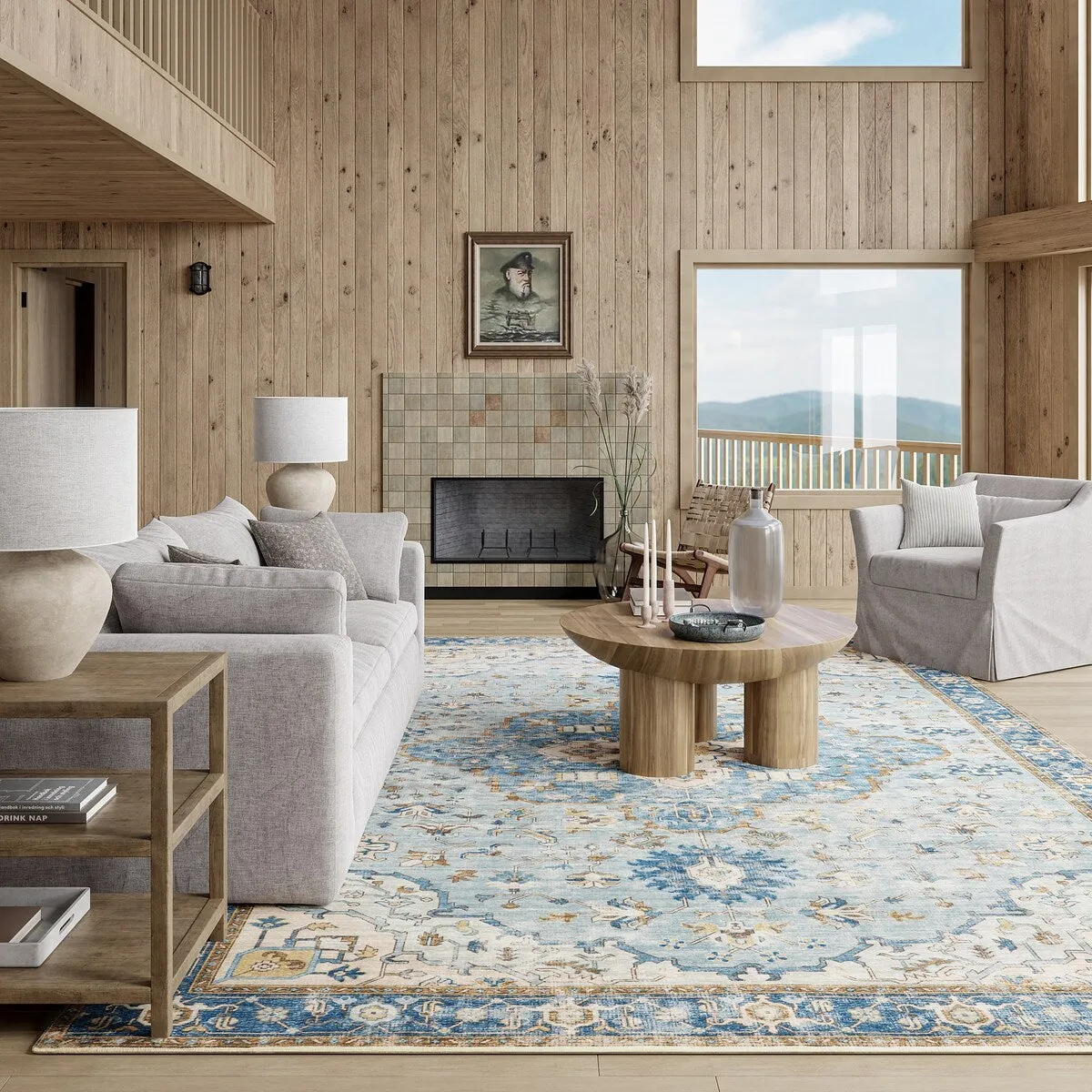 Amaryllis Medallion Machine Washable Area Rug