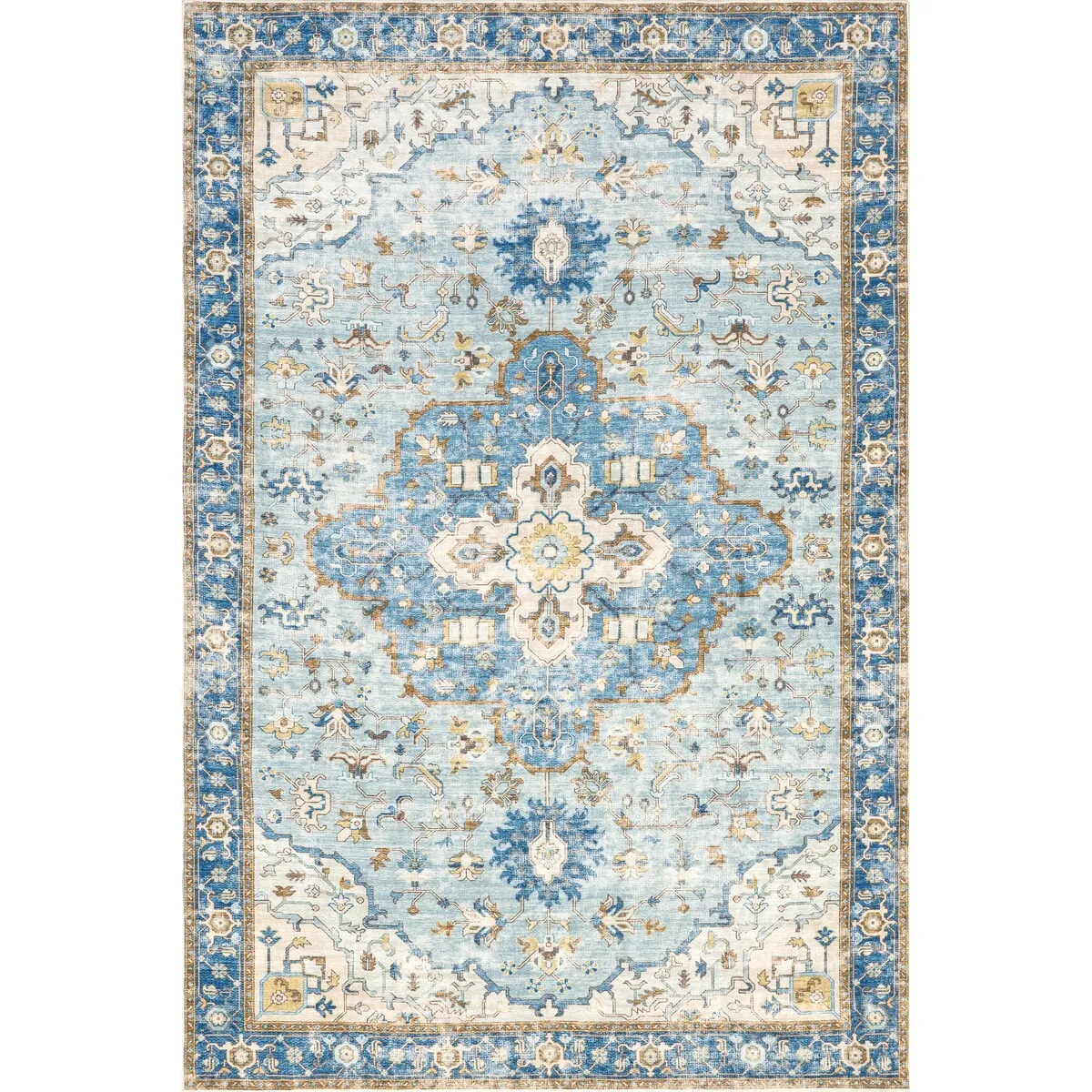 Amaryllis Medallion Machine Washable Area Rug