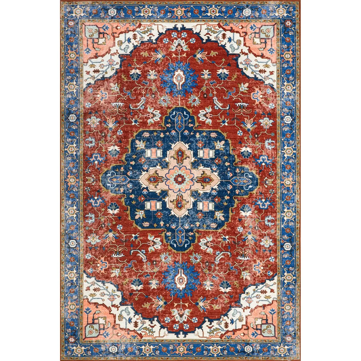 Amaryllis Medallion Machine Washable Area Rug