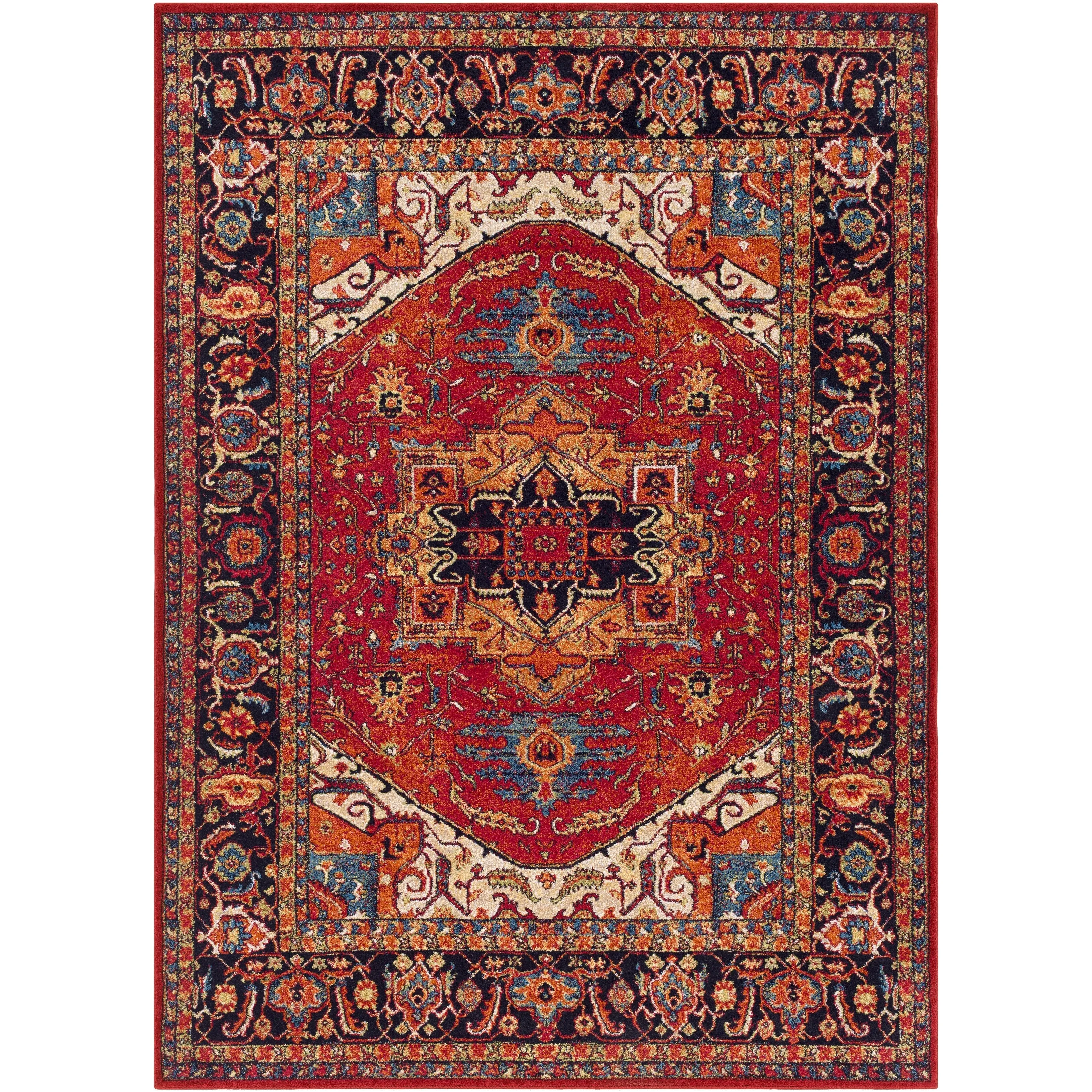 Anna Red & Black Updated Traditional Area Rug - 5'3 x 7'3