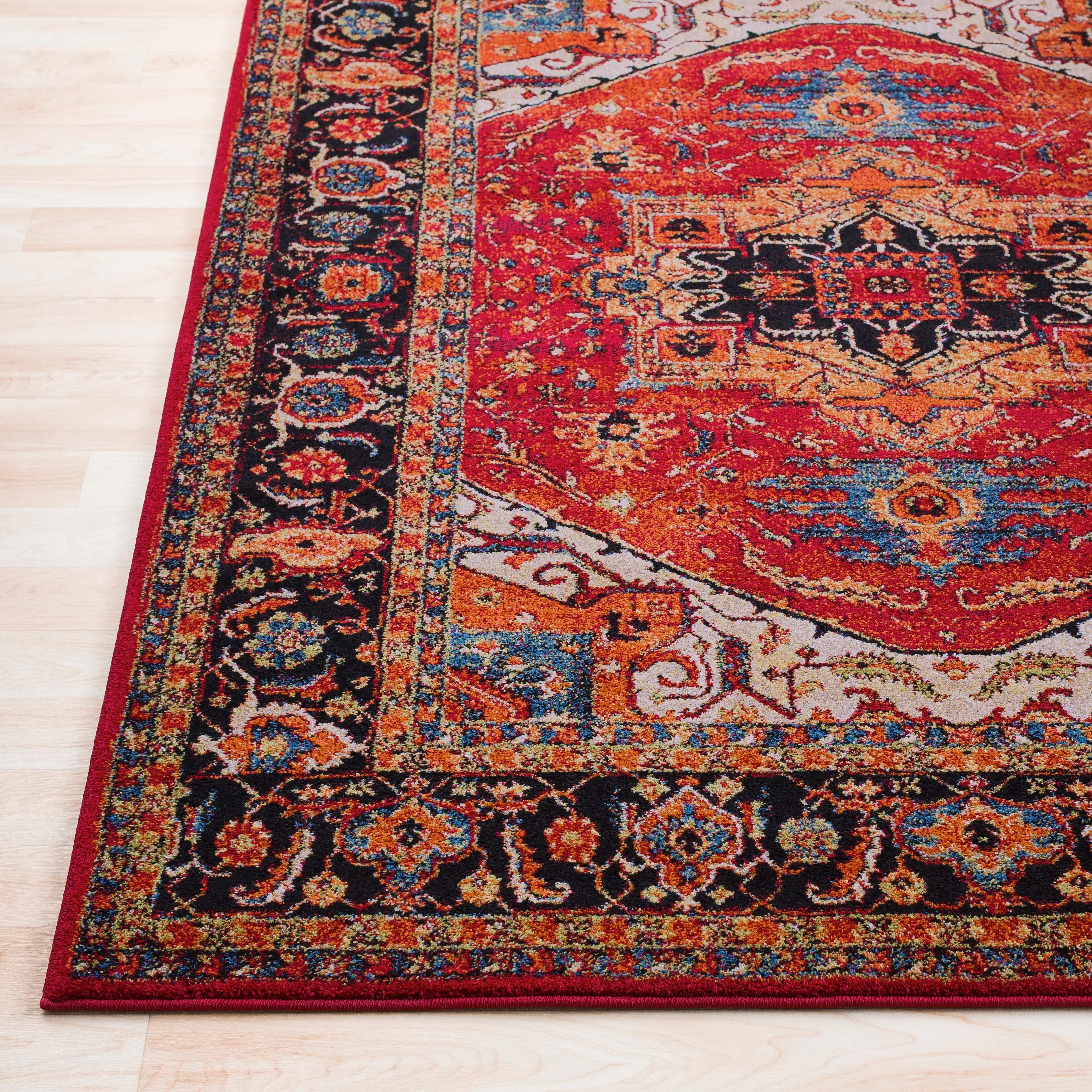 Anna Red & Black Updated Traditional Area Rug - 5'3 x 7'3