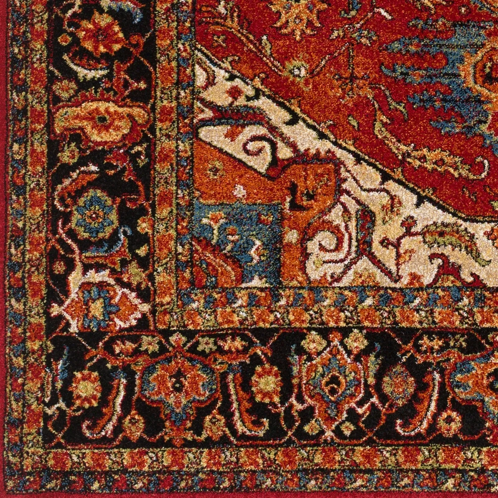Anna Red & Black Updated Traditional Area Rug - 5'3 x 7'3