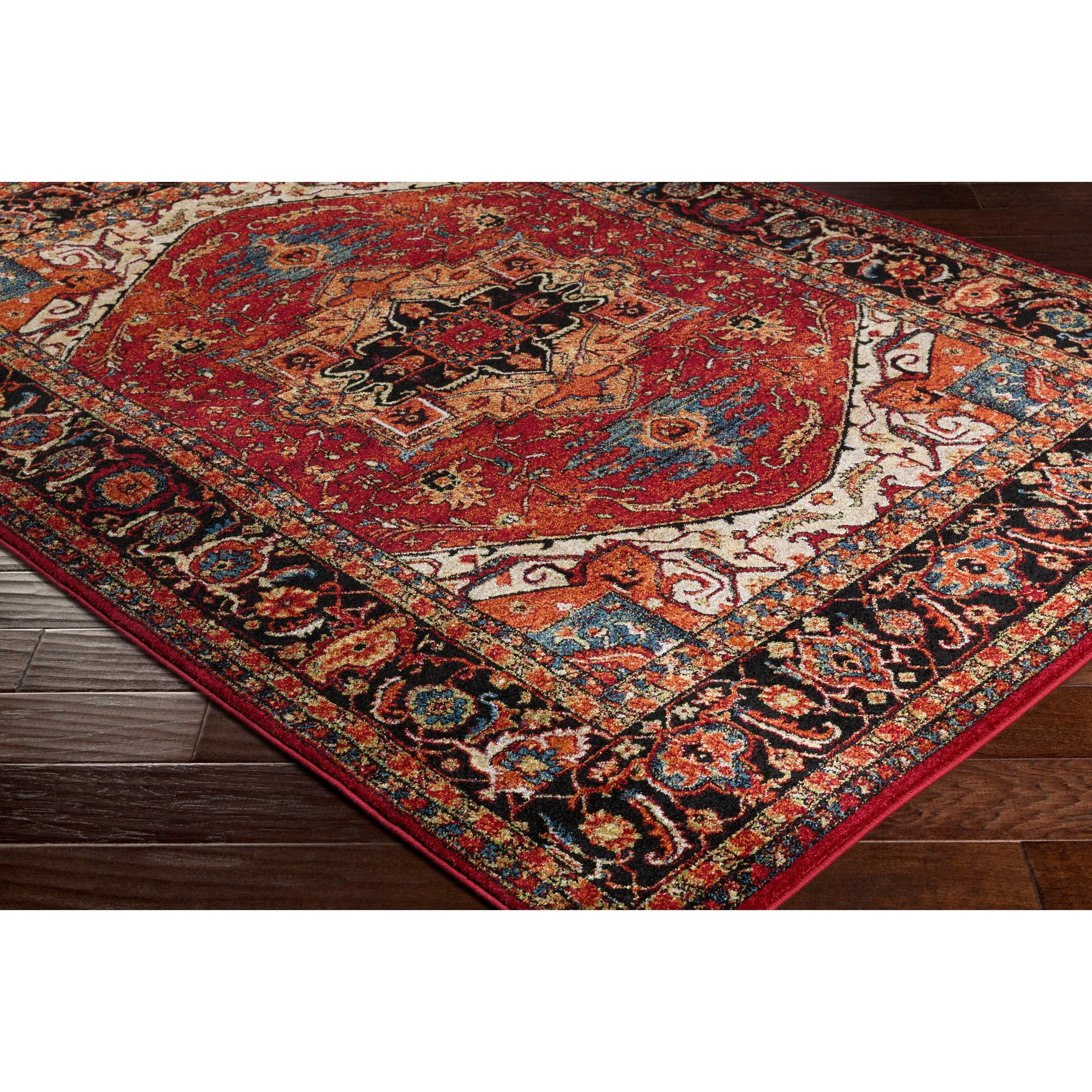Anna Red & Black Updated Traditional Area Rug - 5'3 x 7'3
