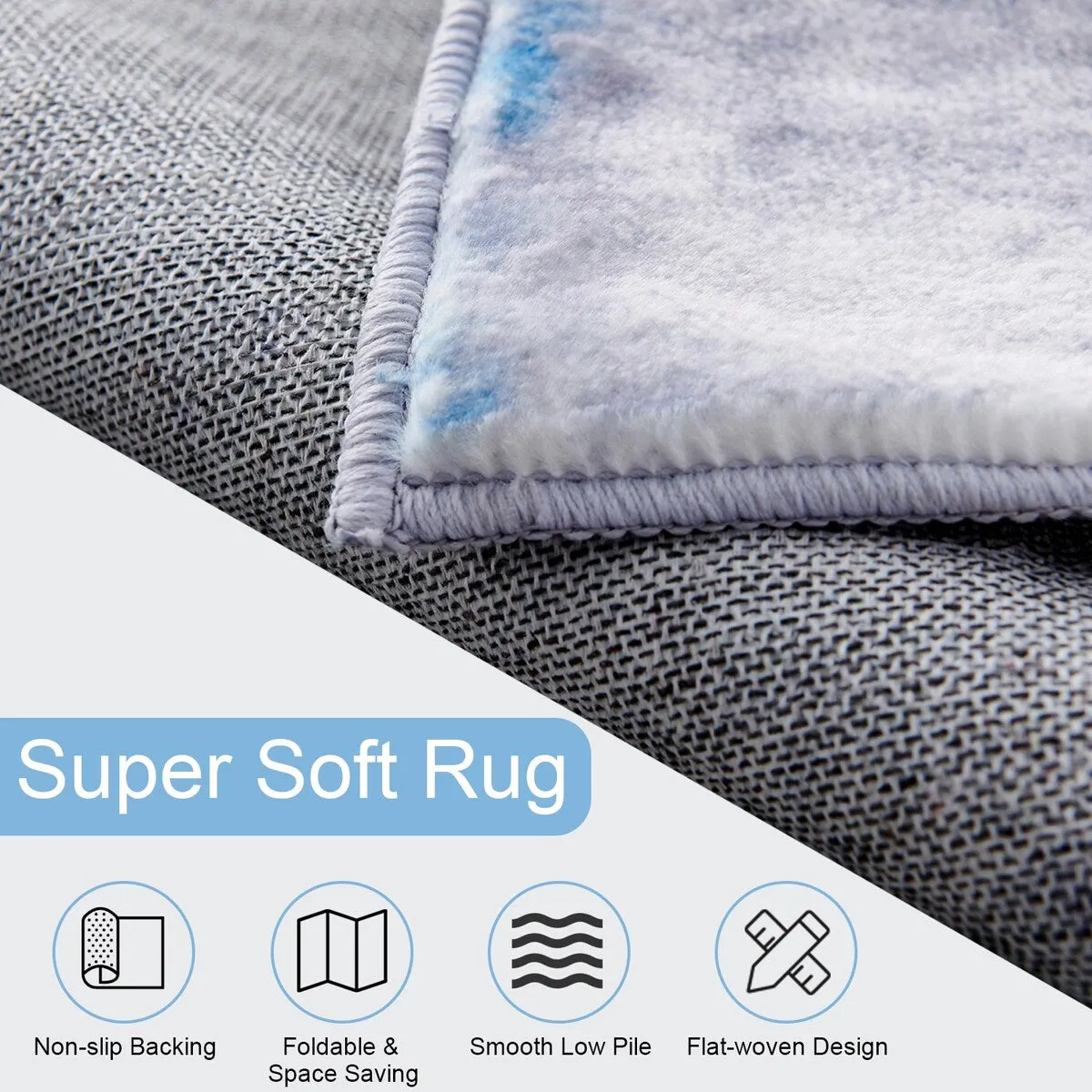 Area Rug Ultra-Soft Low Pile Washable Non Slip Carpet