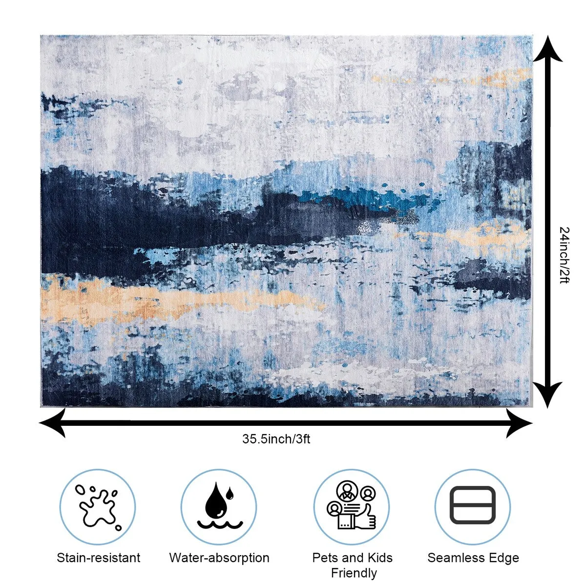 Area Rug Ultra-Soft Low Pile Washable Non Slip Carpet