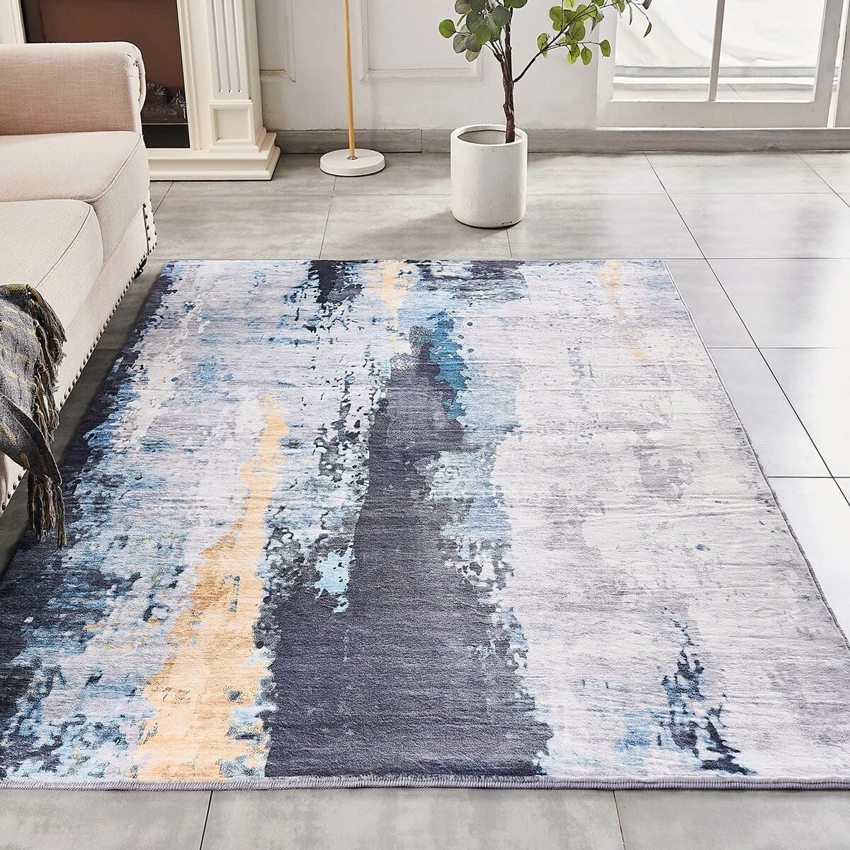 Area Rug Ultra-Soft Low Pile Washable Non Slip Carpet