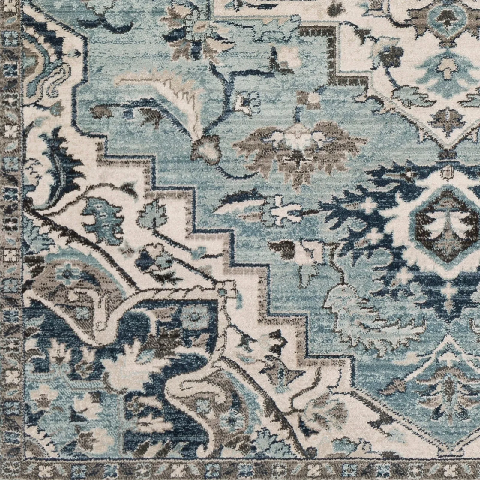 Arkaitz Teal & Ivory Updated Traditional Area Rug - 7' 10 x 9' 10