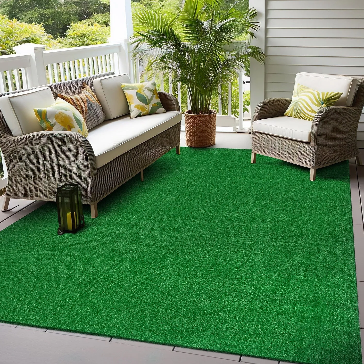 Artificial Turf Solid Grass Indoor Outdoor Area Rug