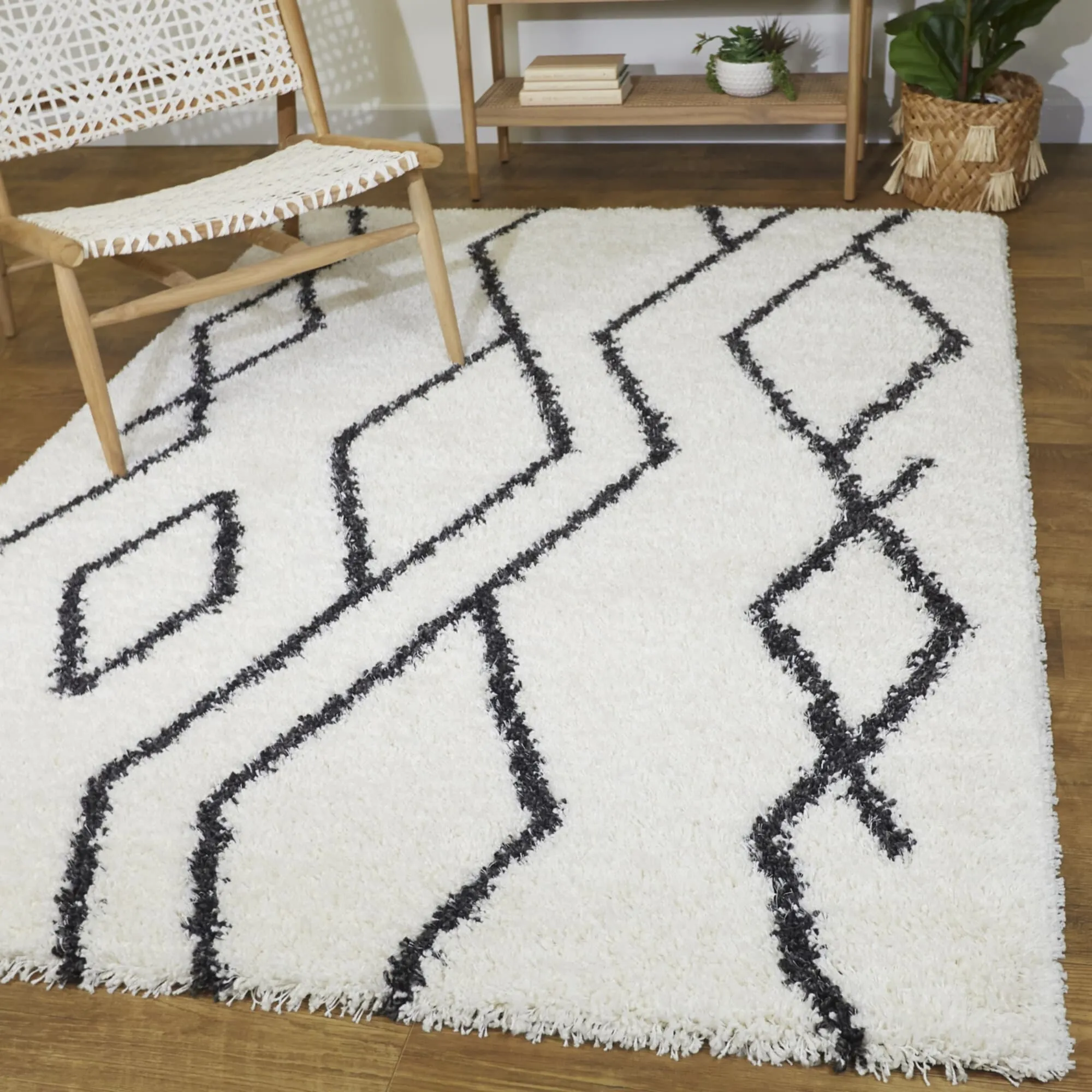 Avram Modern Trellis Shag Area Rug