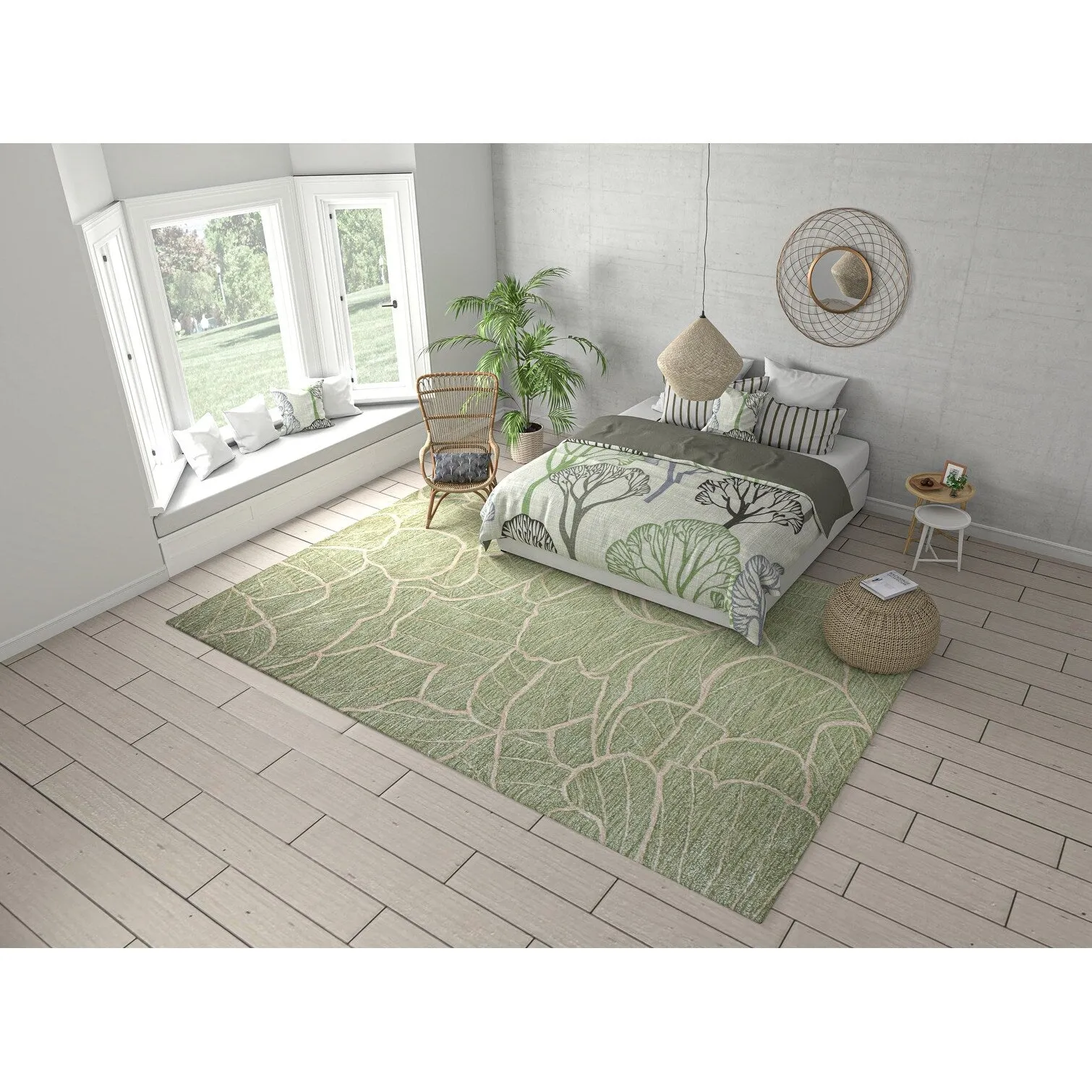Bashian Jazmin Light Green Contemporary Area Rug