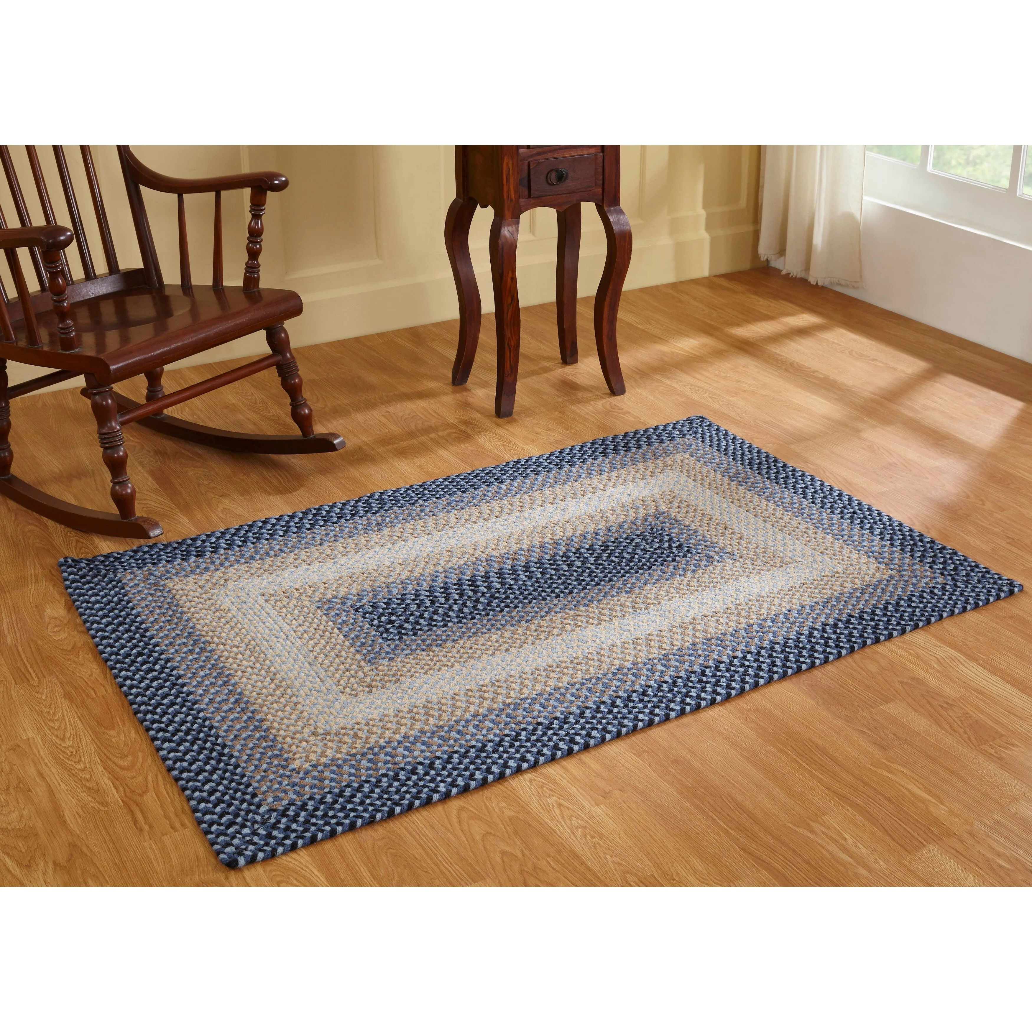 Better Trends Woodbridge Braid 100% Wool Stain Resistant. Double-Sided Reversible Rectangle Indoor Area Utility Rug