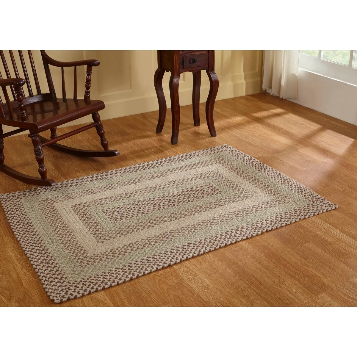 Better Trends Woodbridge Braid 100% Wool Stain Resistant. Double-Sided Reversible Rectangle Indoor Area Utility Rug
