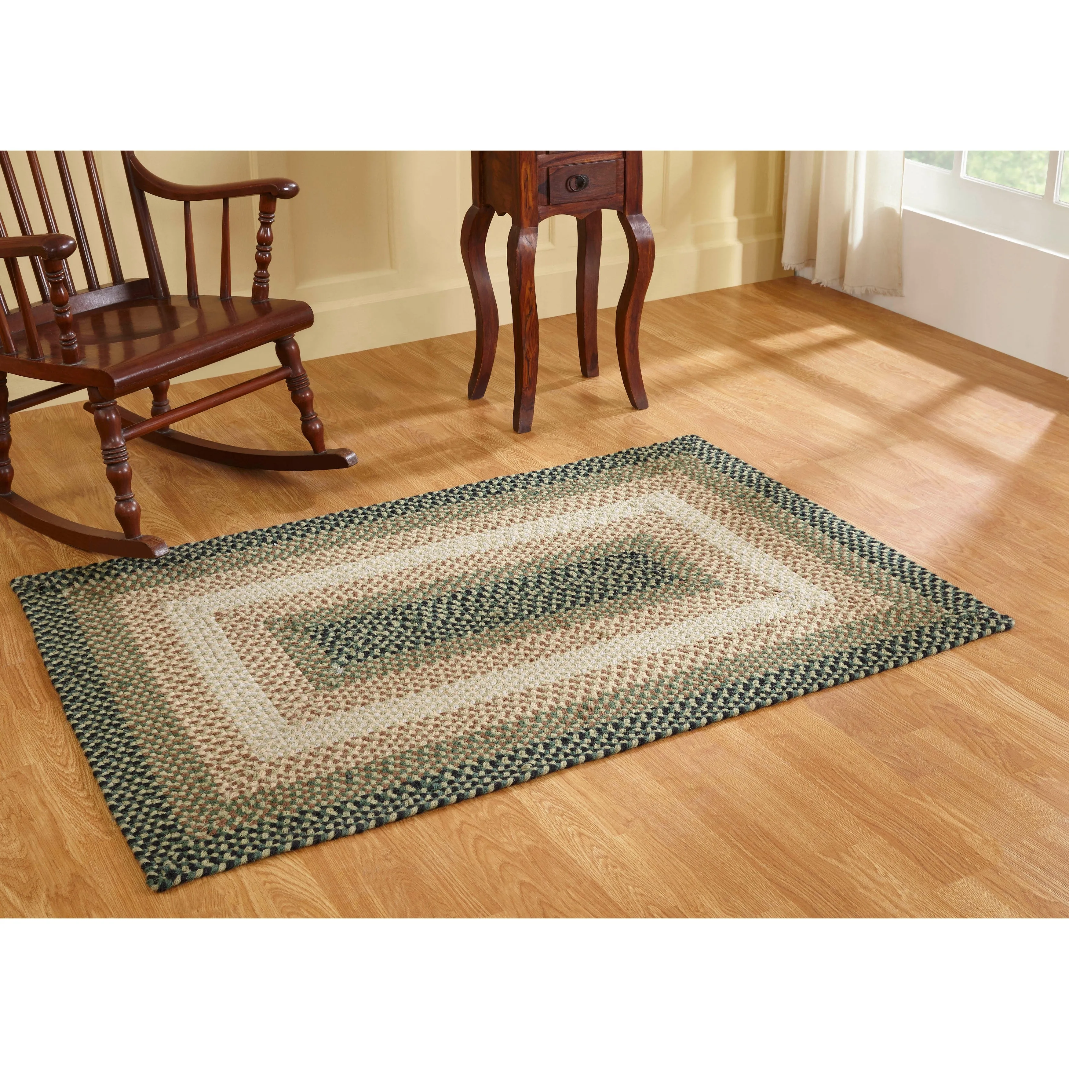 Better Trends Woodbridge Braid 100% Wool Stain Resistant. Double-Sided Reversible Rectangle Indoor Area Utility Rug