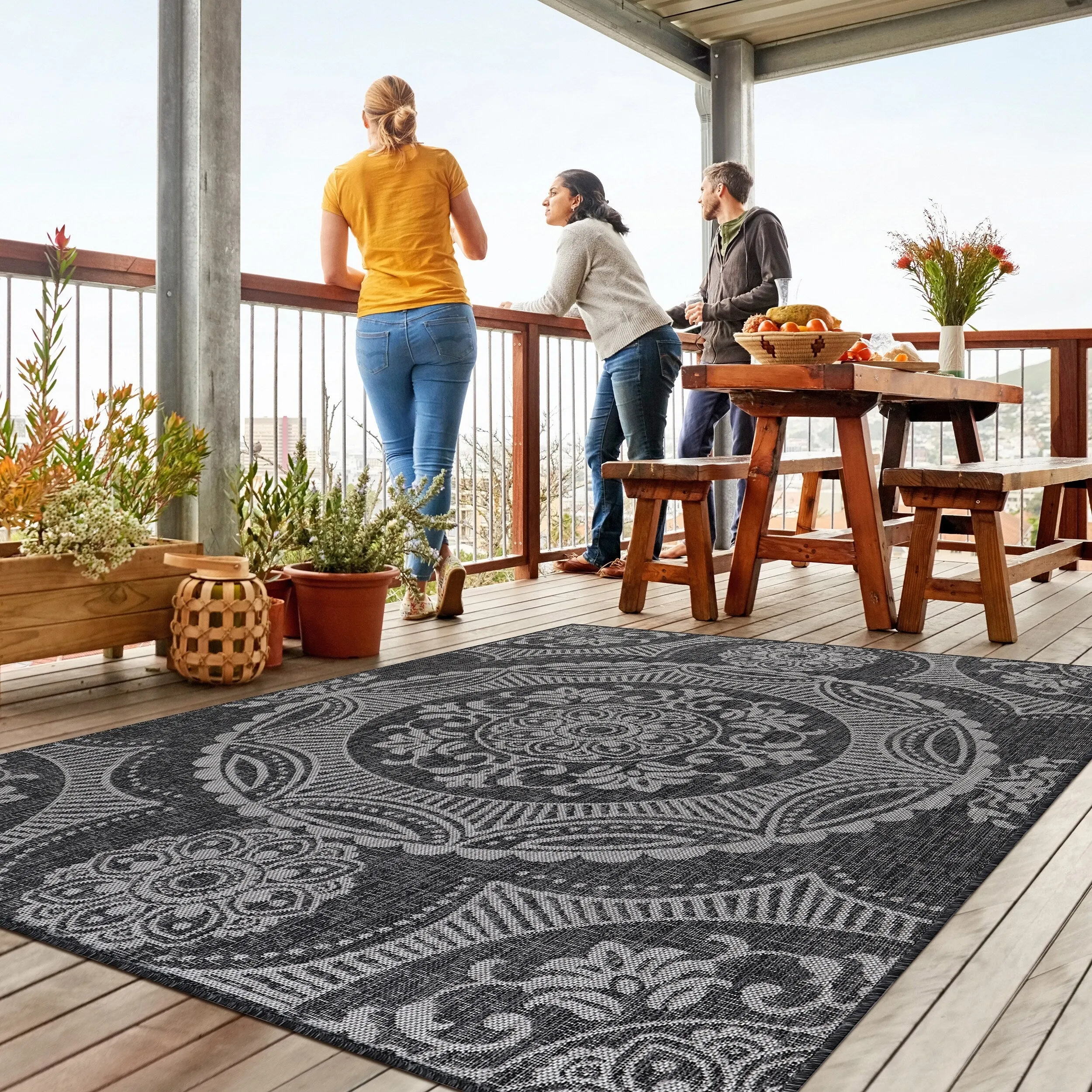 Beverly Rug Medallion Modern Indoor Outdoor Washable Area Rug