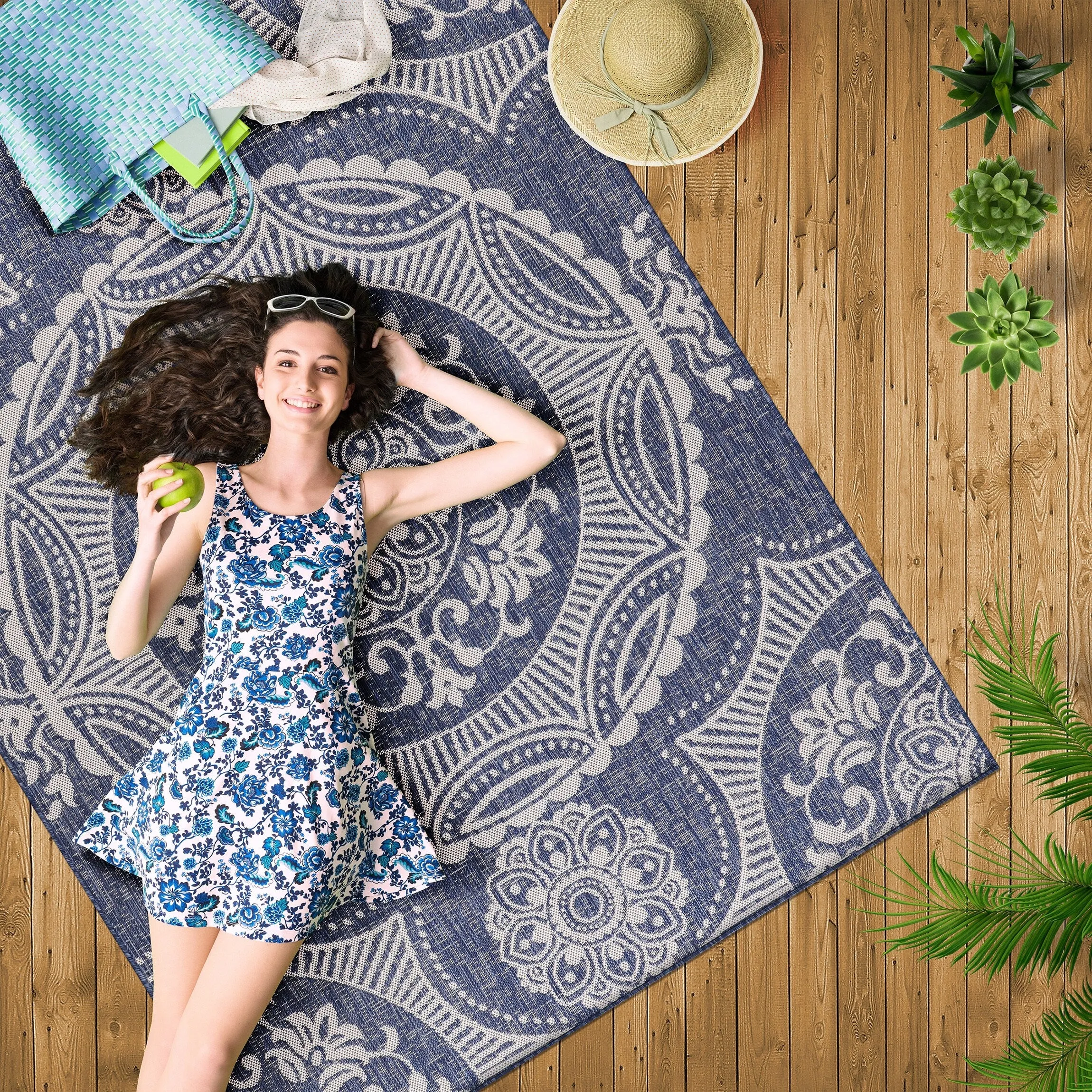 Beverly Rug Medallion Modern Indoor Outdoor Washable Area Rug
