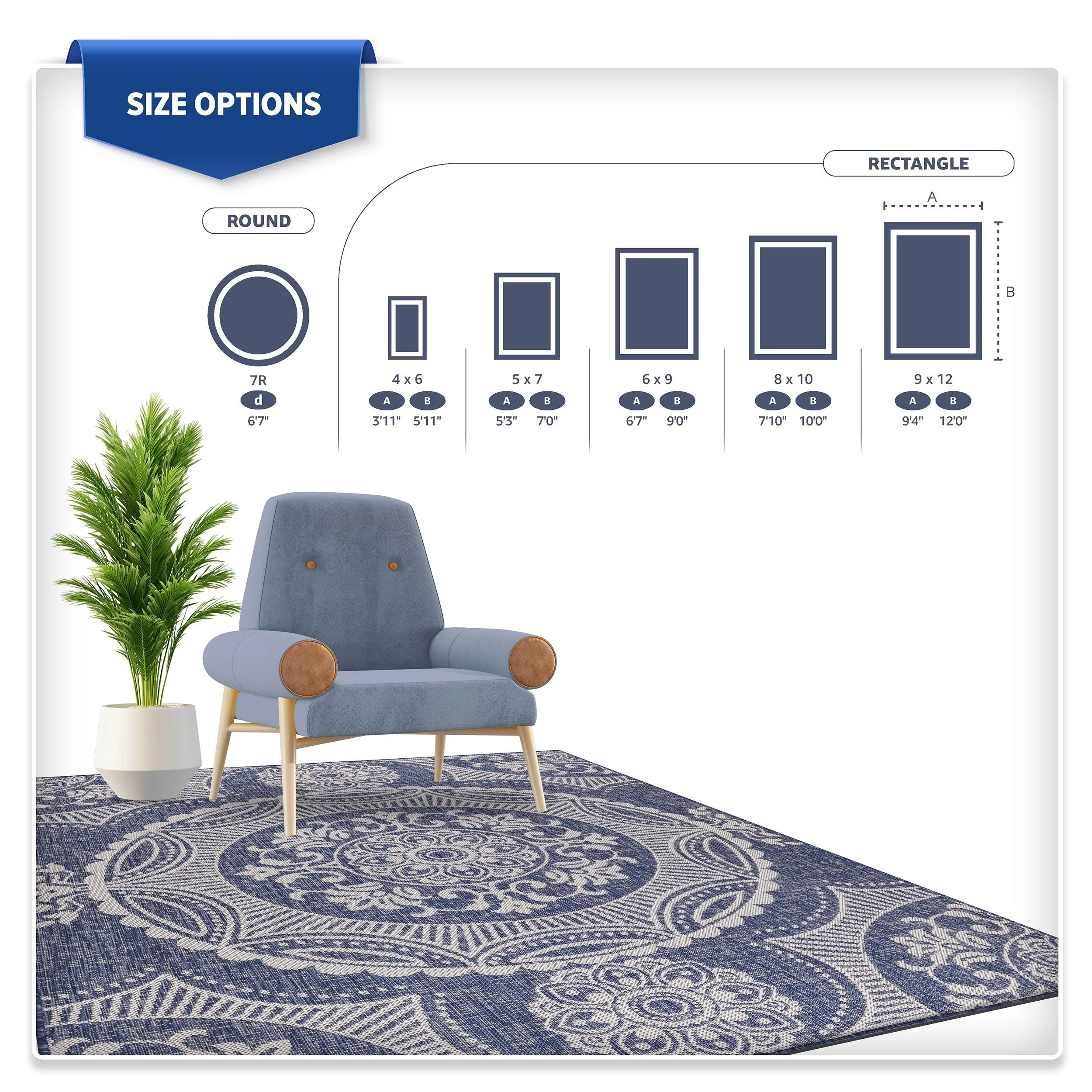 Beverly Rug Medallion Modern Indoor Outdoor Washable Area Rug
