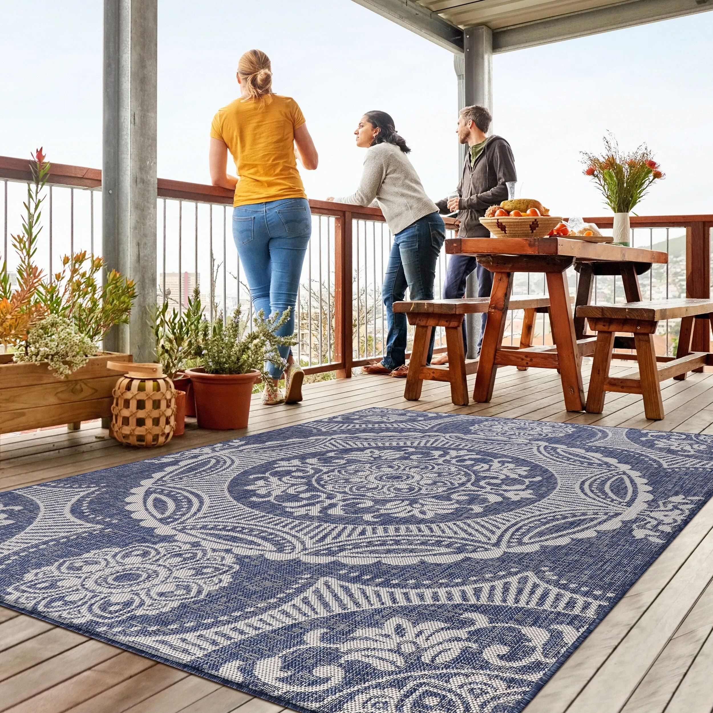 Beverly Rug Medallion Modern Indoor Outdoor Washable Area Rug