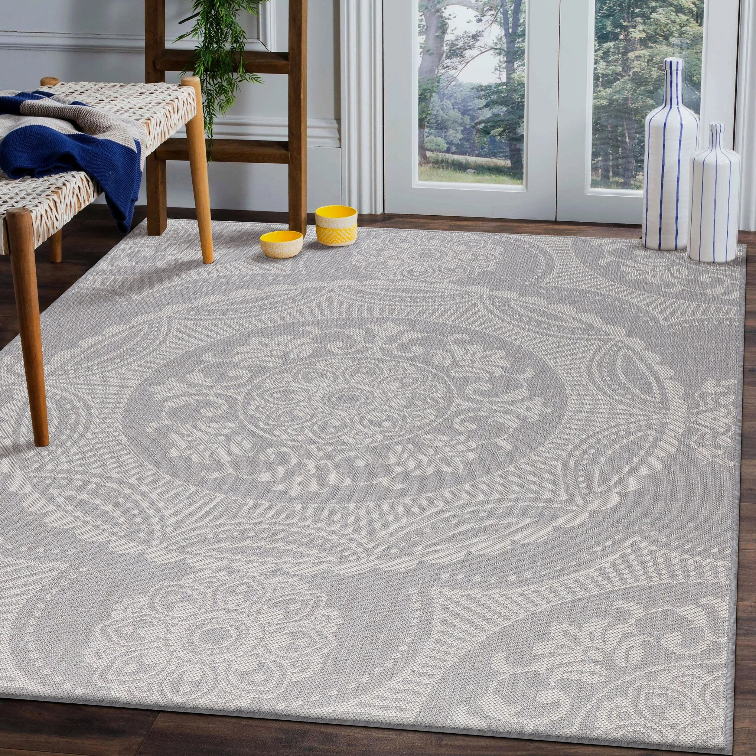 Beverly Rug Medallion Modern Indoor Outdoor Washable Area Rug