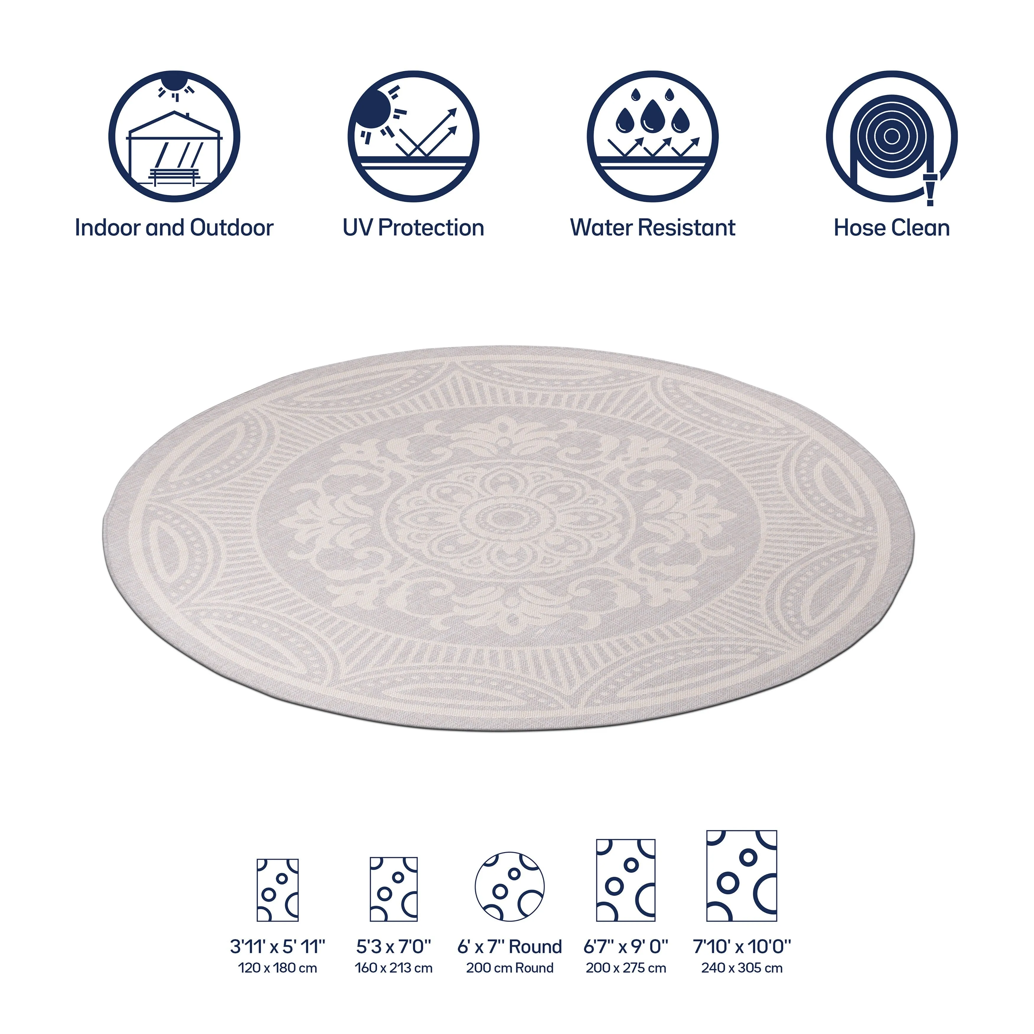 Beverly Rug Medallion Modern Indoor Outdoor Washable Area Rug