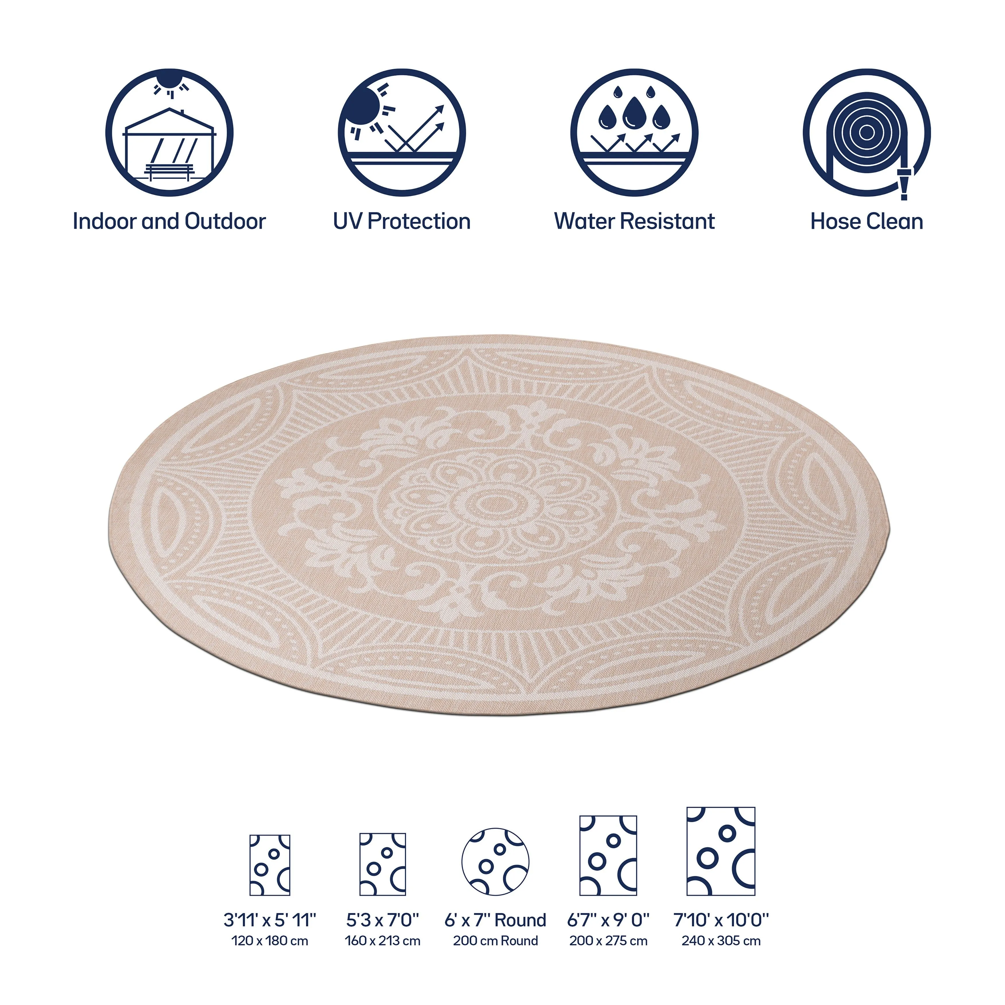 Beverly Rug Medallion Modern Indoor Outdoor Washable Area Rug