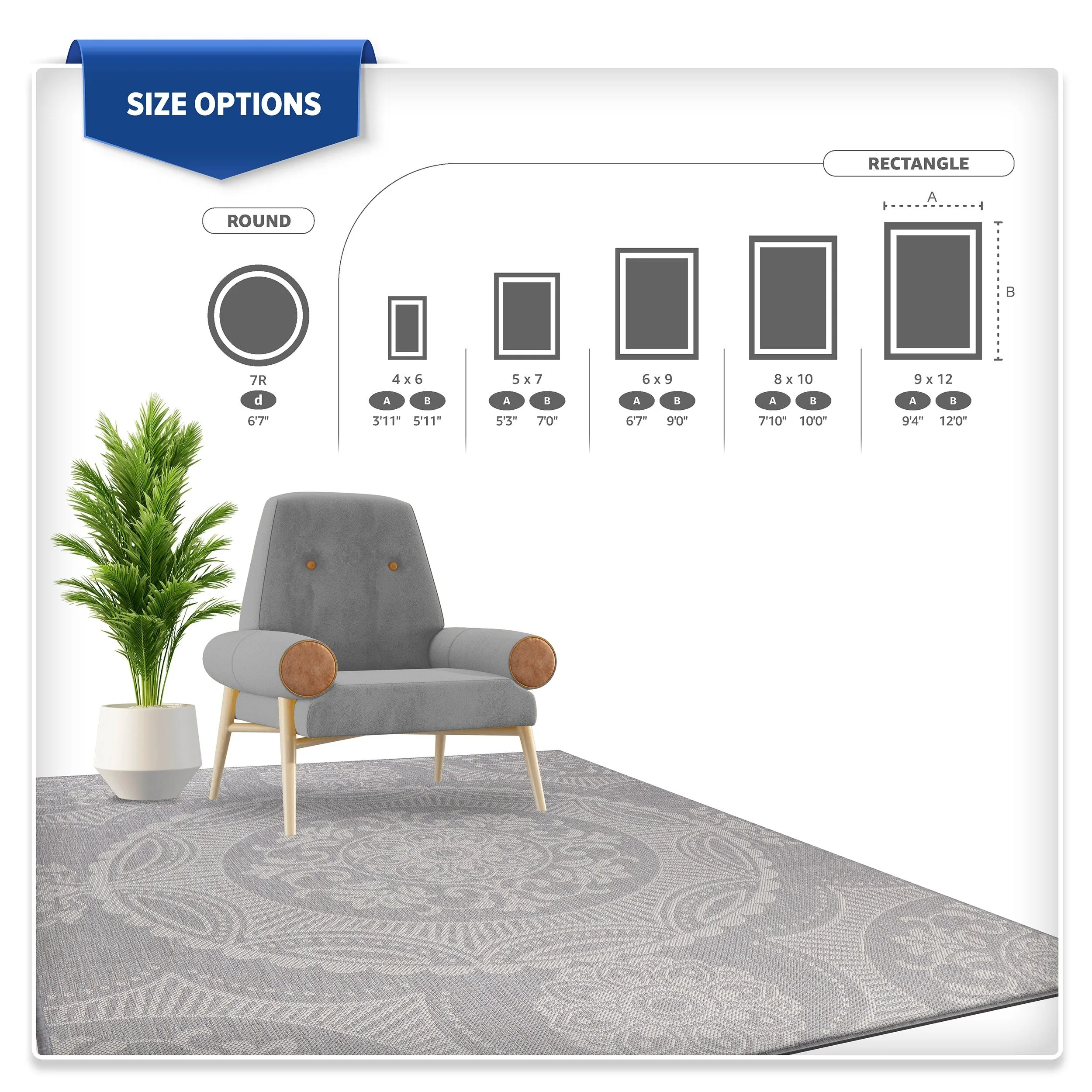 Beverly Rug Medallion Modern Indoor Outdoor Washable Area Rug
