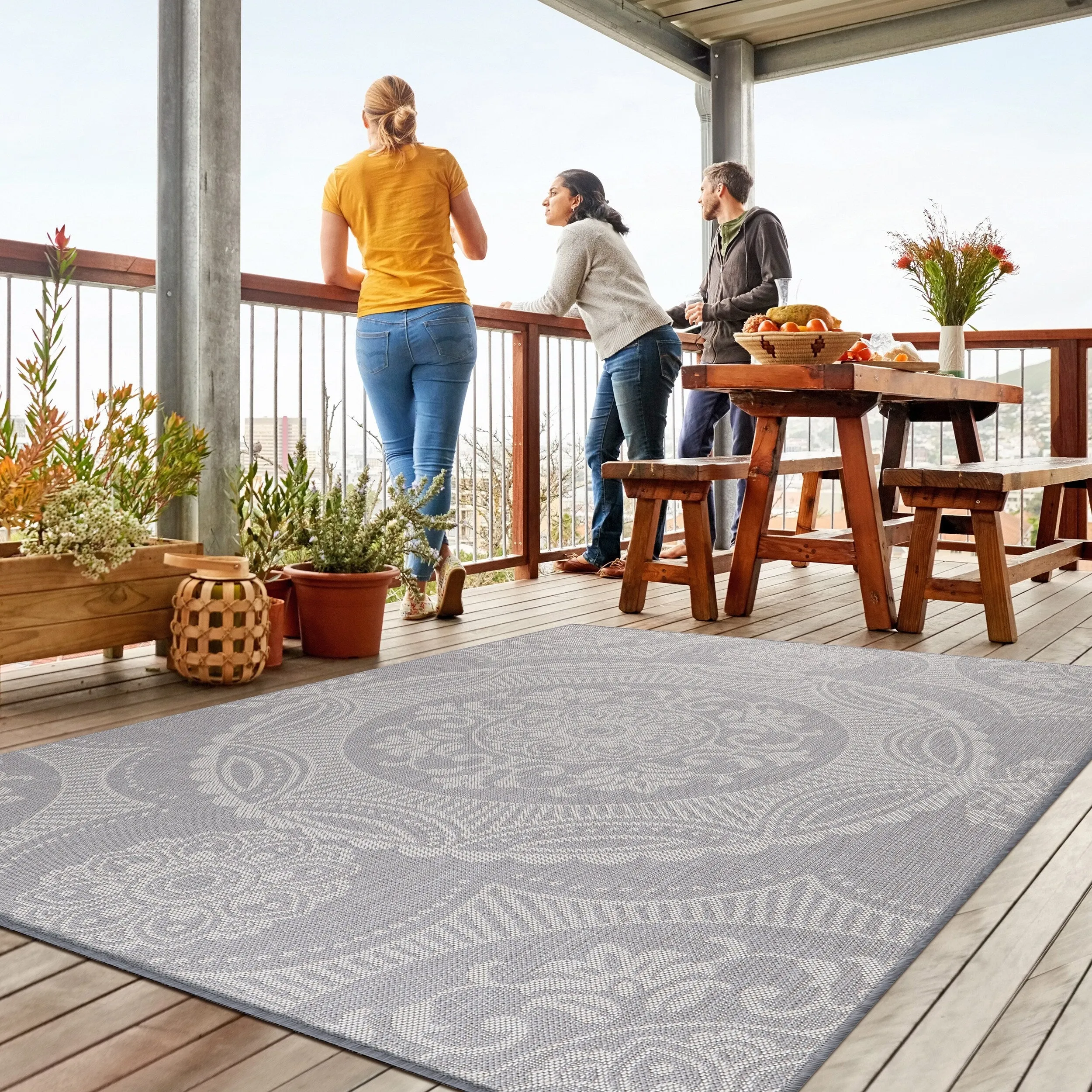 Beverly Rug Medallion Modern Indoor Outdoor Washable Area Rug