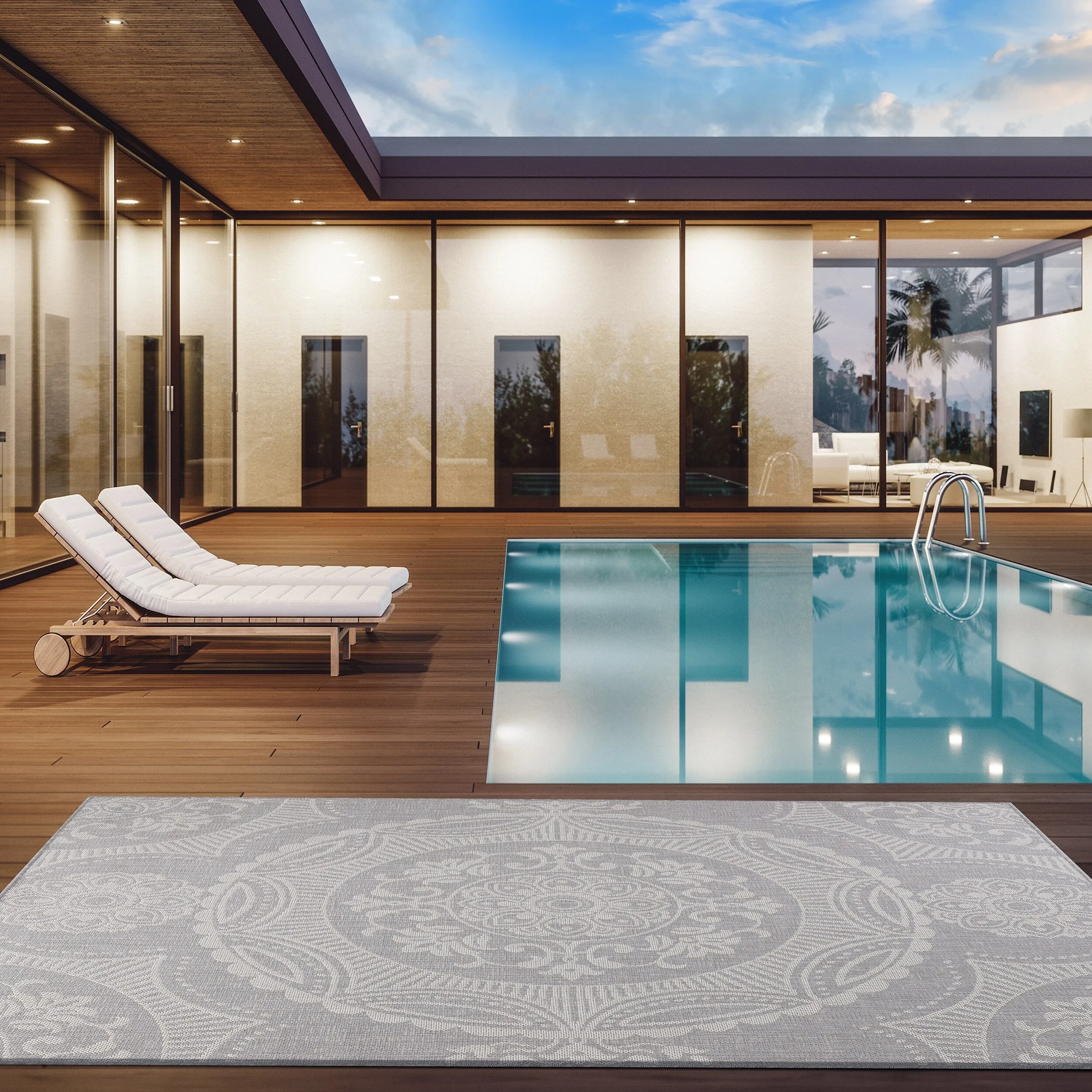 Beverly Rug Medallion Modern Indoor Outdoor Washable Area Rug
