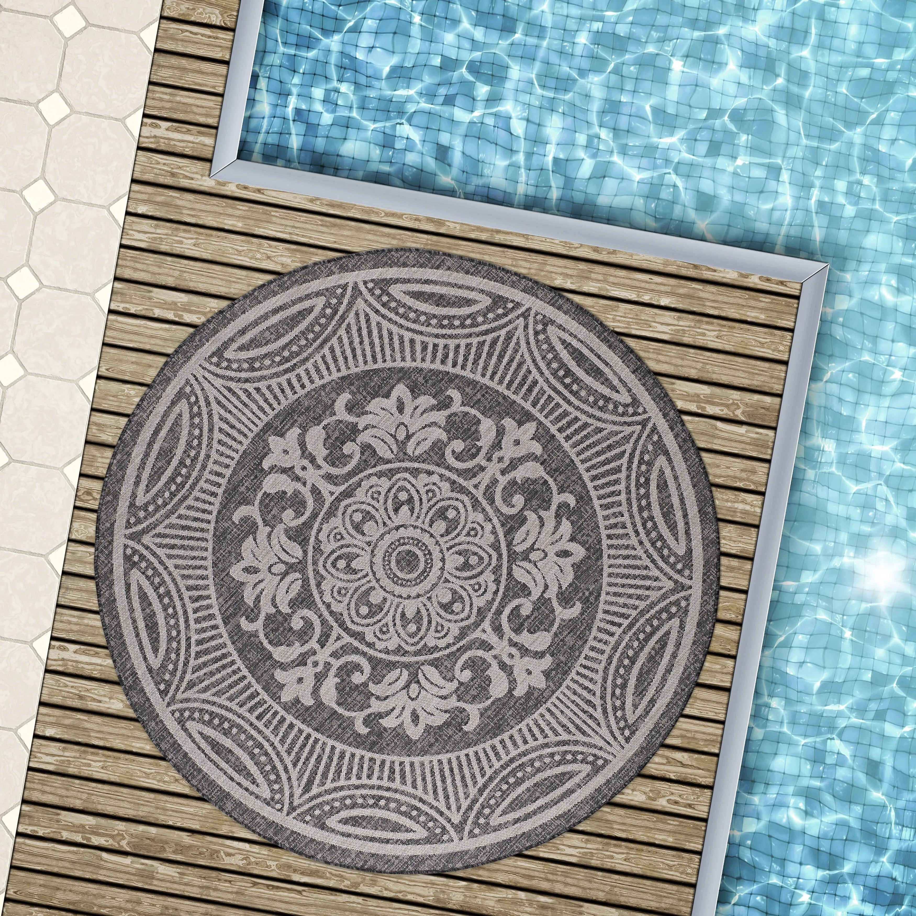 Beverly Rug Medallion Modern Indoor Outdoor Washable Area Rug