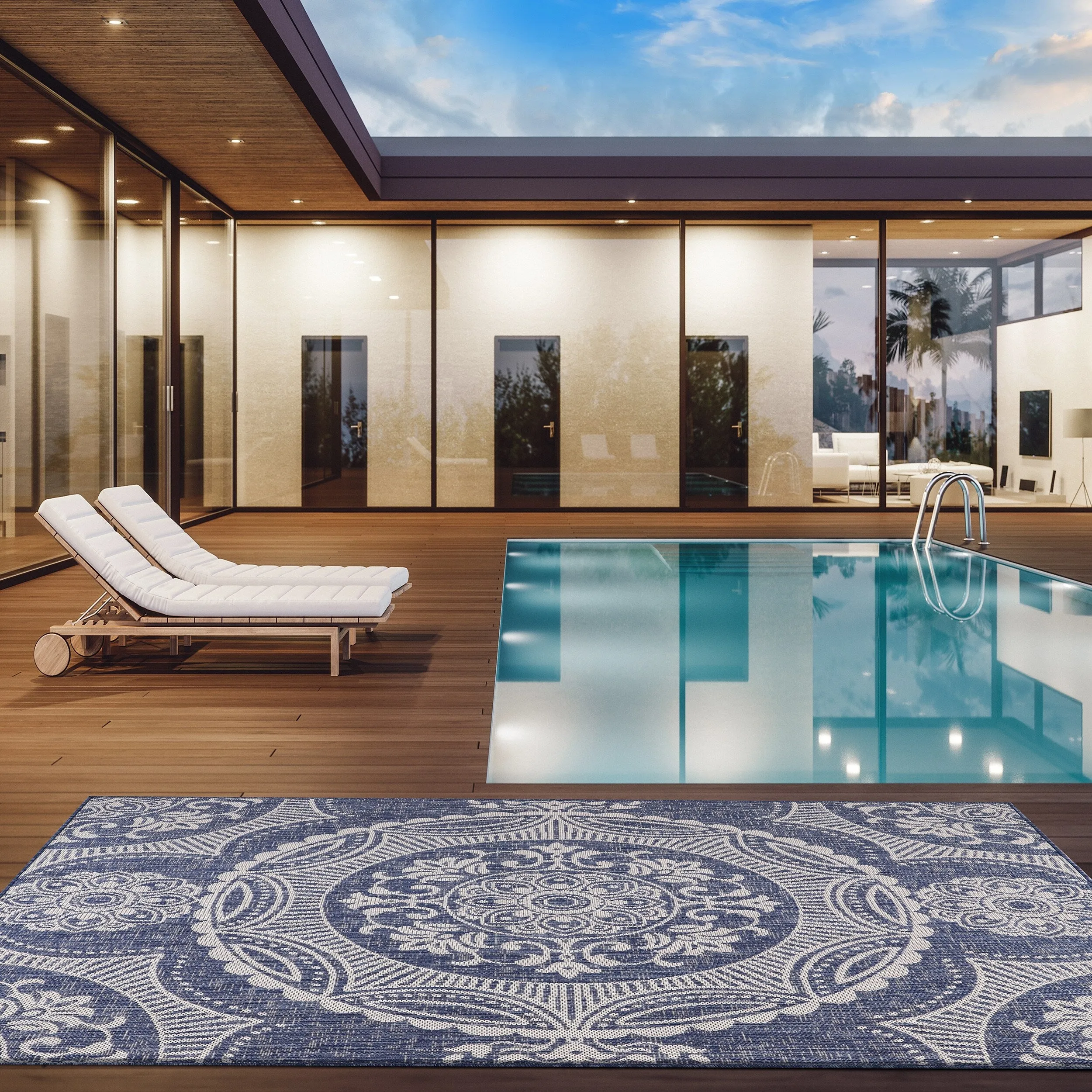Beverly Rug Medallion Modern Indoor Outdoor Washable Area Rug