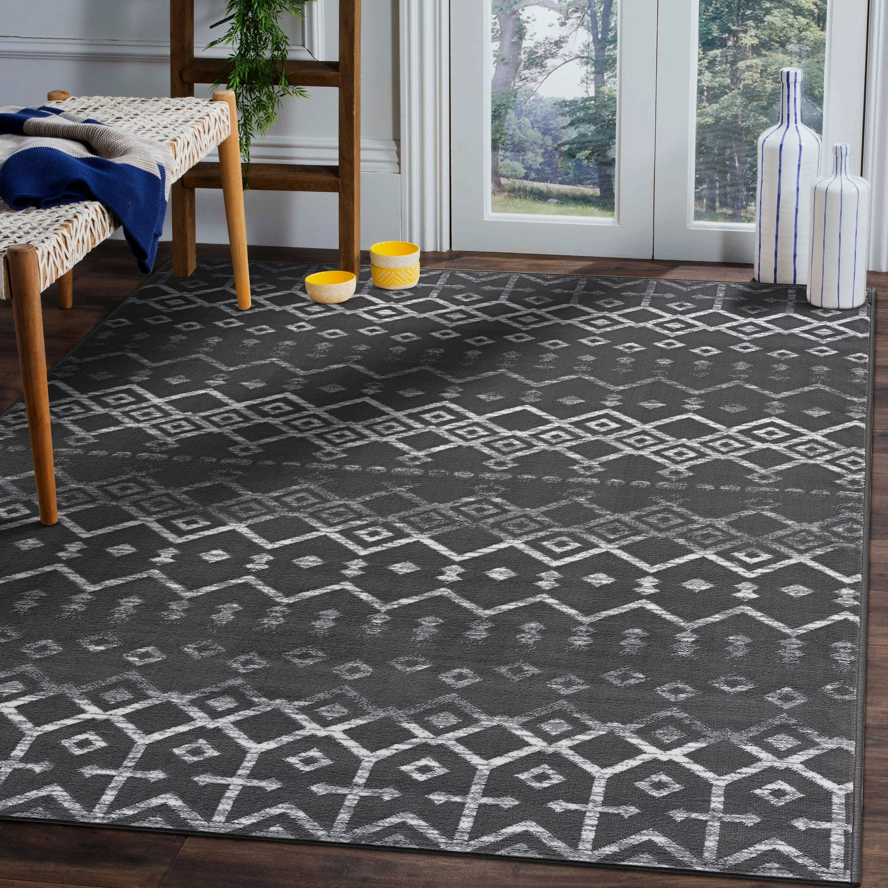 Beverly Rug Modern Bohemian Trellis Indoor Area Rug with Jute Backing for Living Room. Kitchen. Bedroom