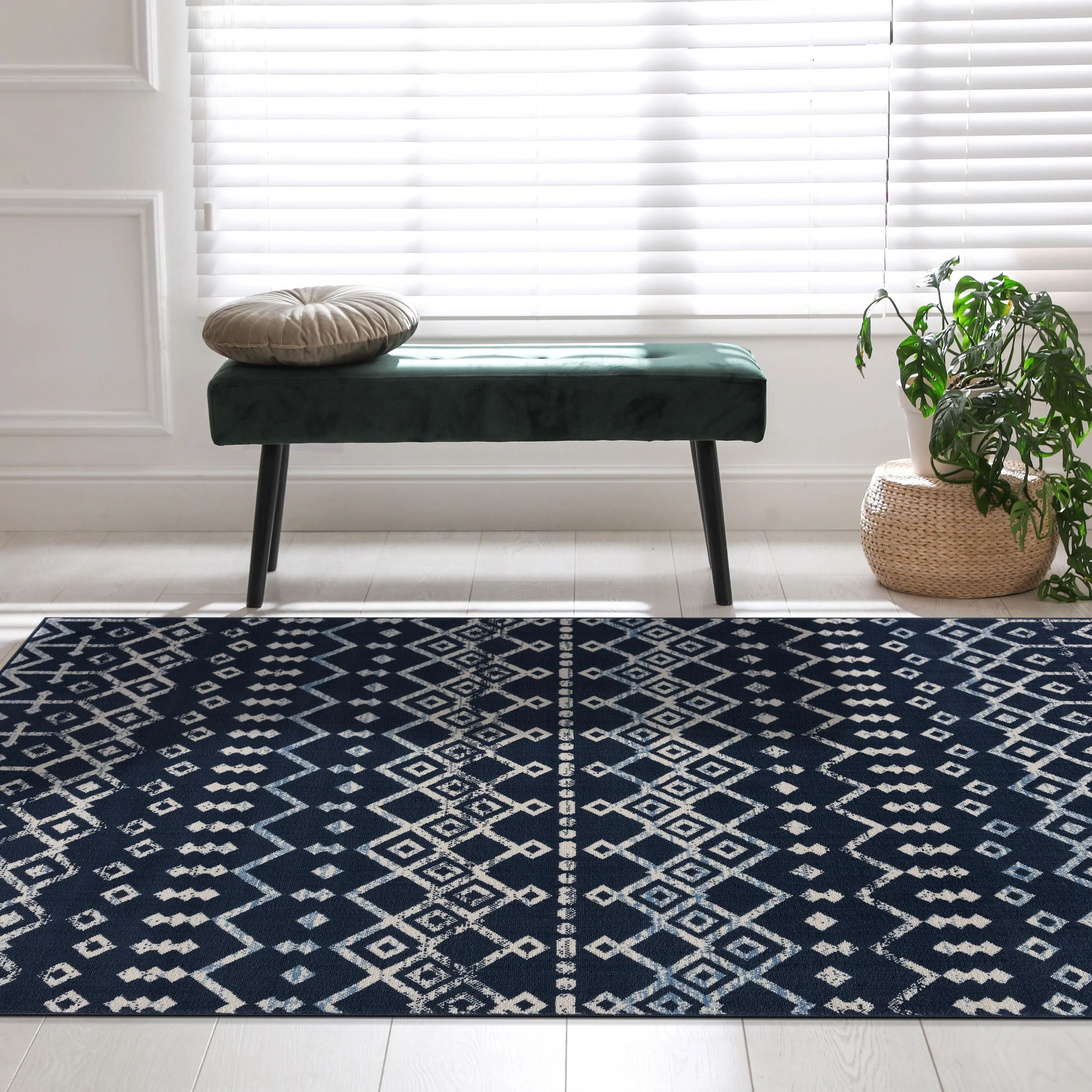 Beverly Rug Modern Bohemian Trellis Indoor Area Rug with Jute Backing for Living Room. Kitchen. Bedroom