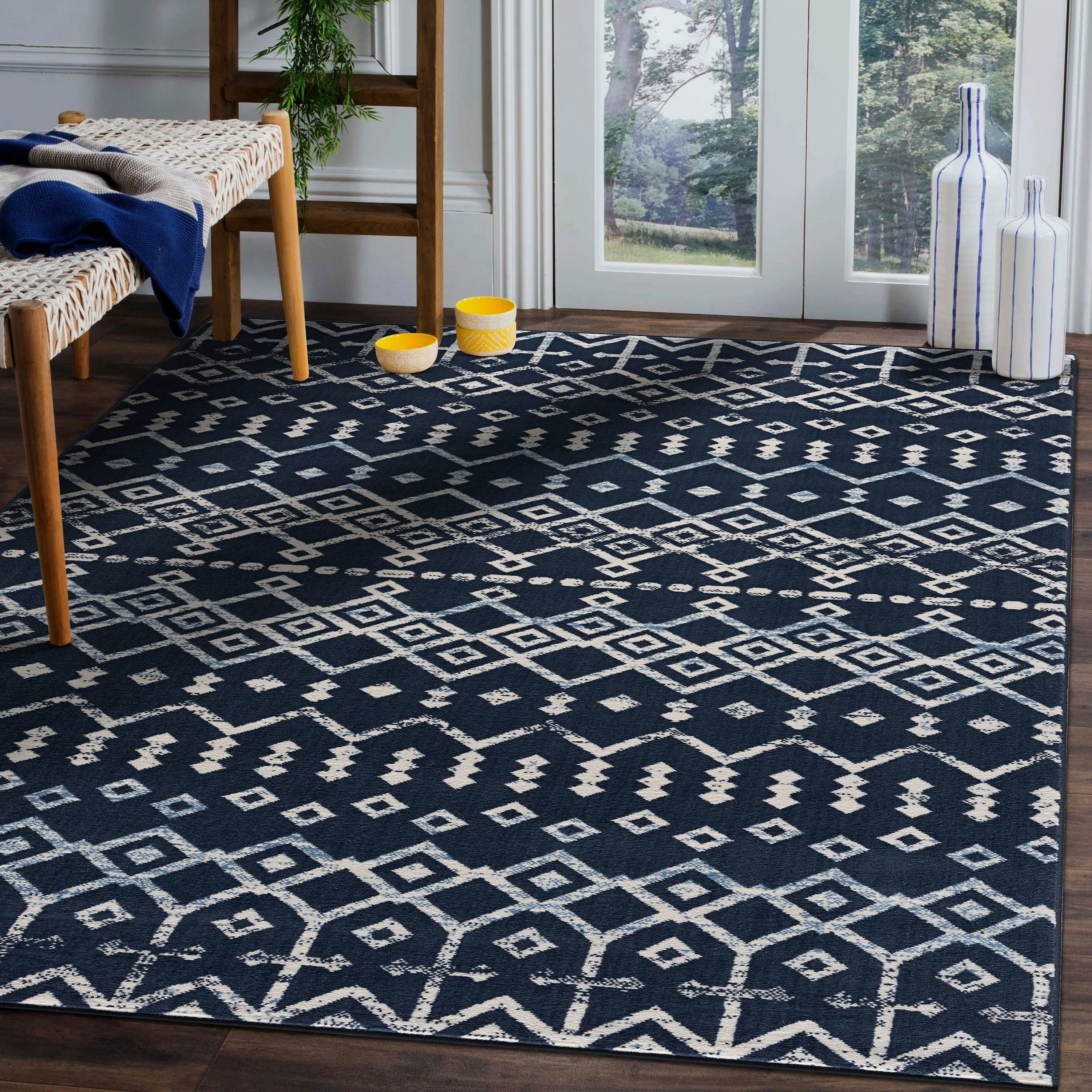 Beverly Rug Modern Bohemian Trellis Indoor Area Rug with Jute Backing for Living Room. Kitchen. Bedroom