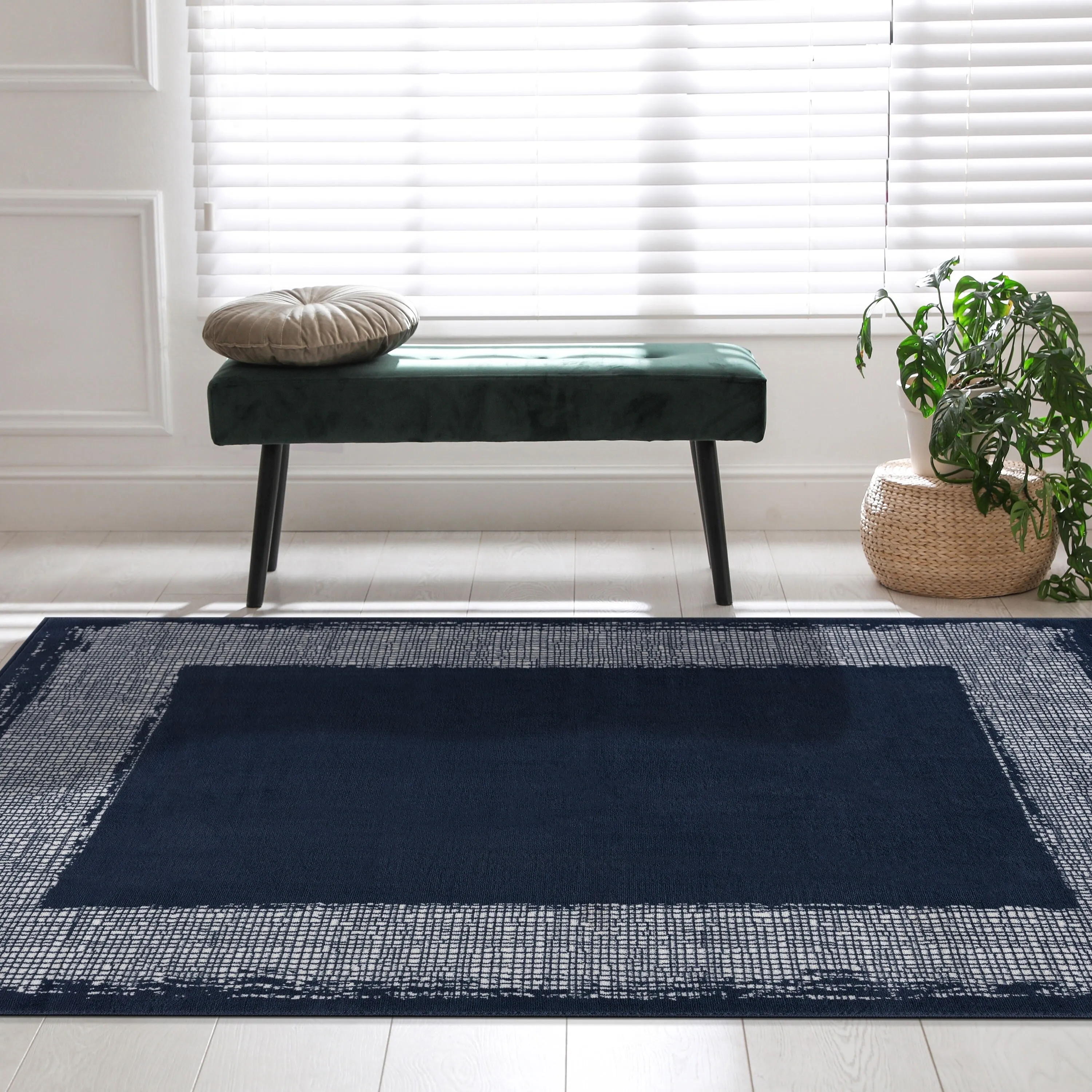 Beverly Rug Modern Border Indoor Area Rug with Jute Backing for Living Room. Kitchen. Bedroom