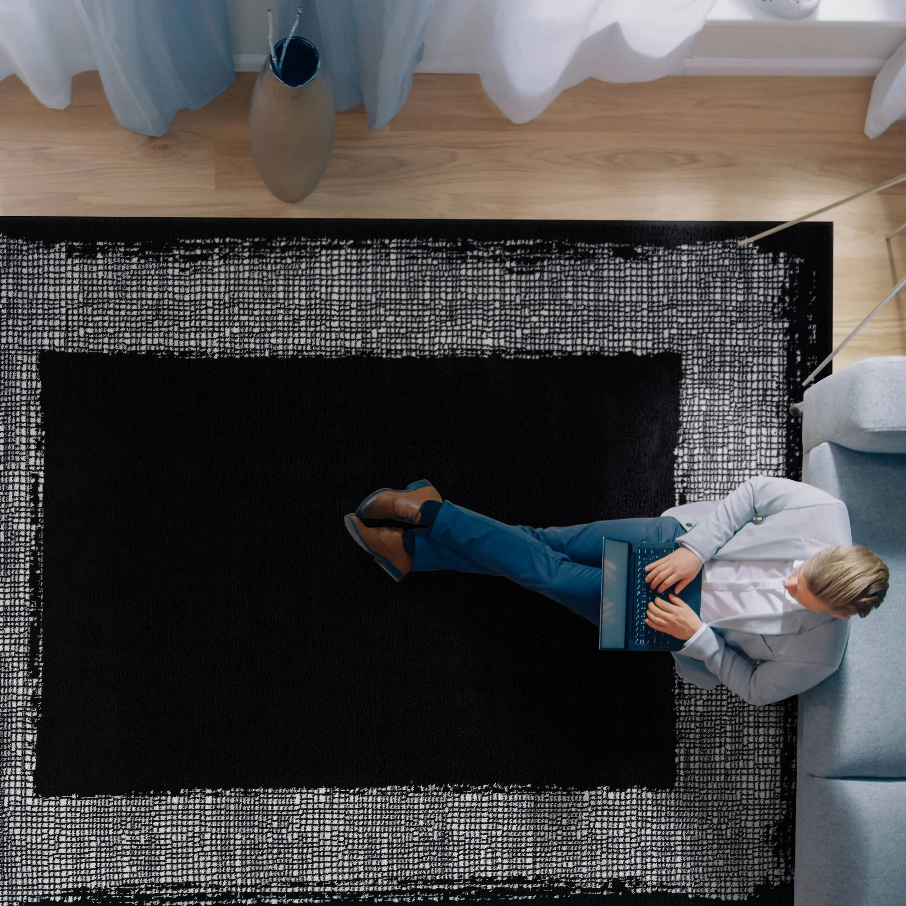 Beverly Rug Modern Border Indoor Area Rug with Jute Backing for Living Room. Kitchen. Bedroom