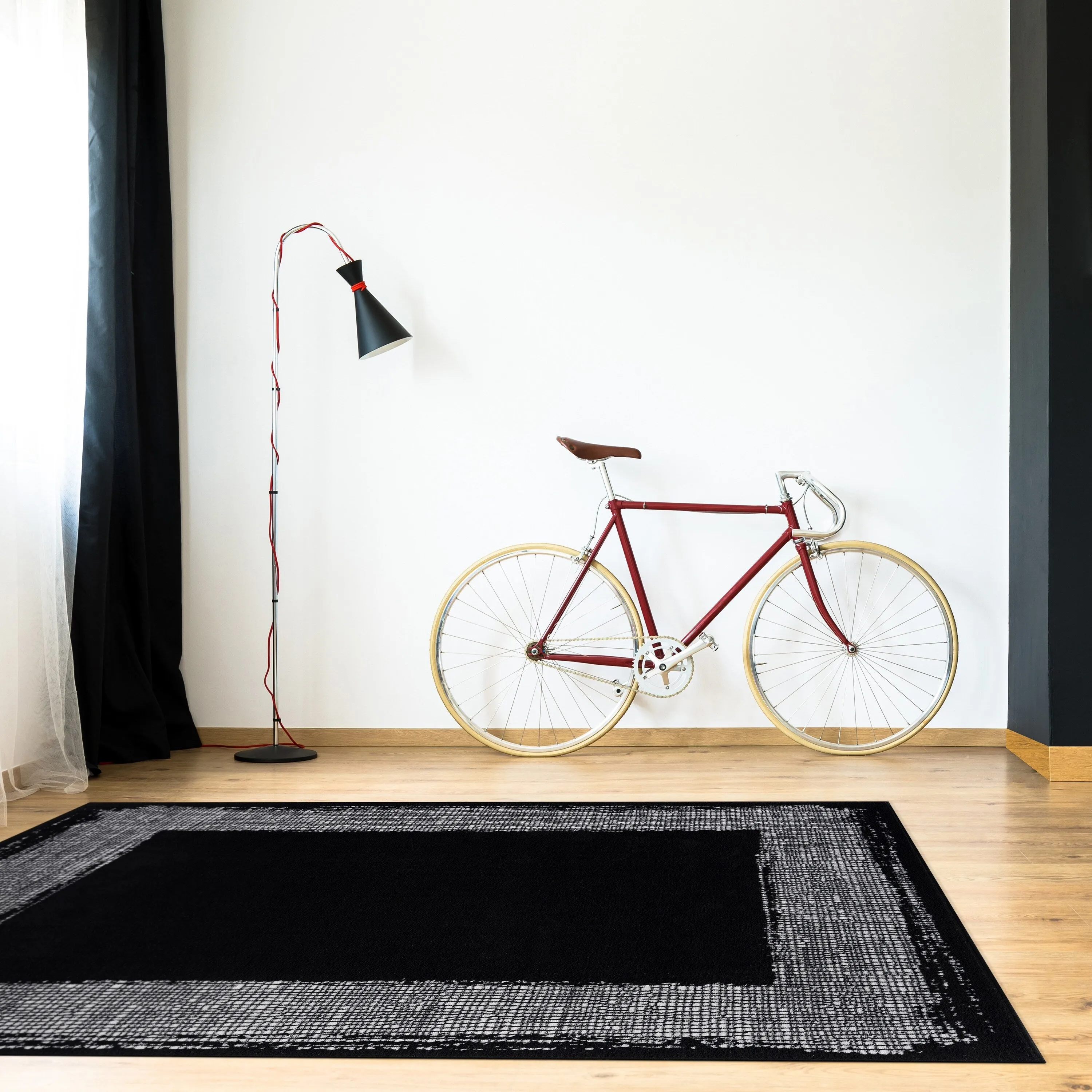 Beverly Rug Modern Border Indoor Area Rug with Jute Backing for Living Room. Kitchen. Bedroom