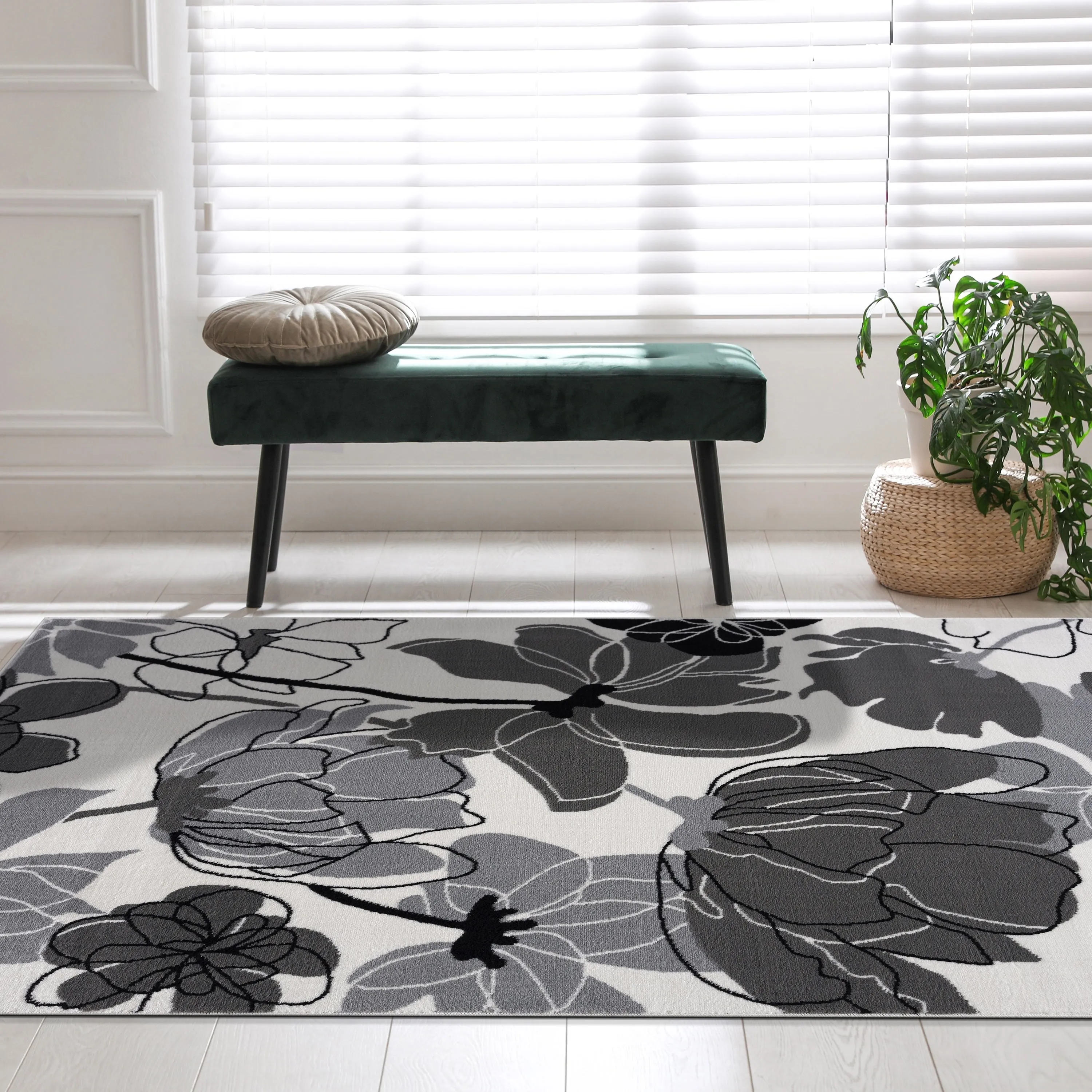 Beverly Rug Modern Multicolor Floral Indoor Area Rug with Jute Backing