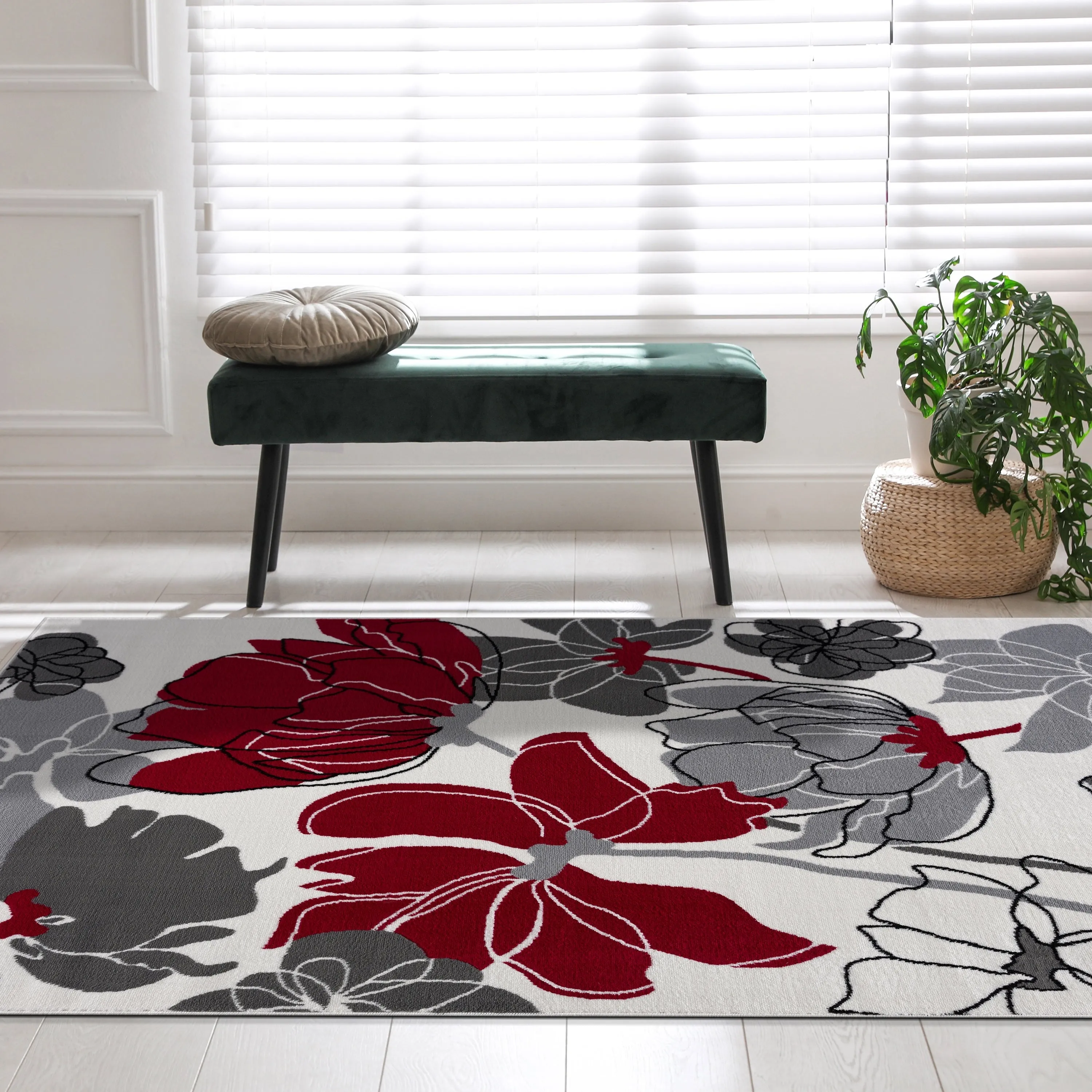 Beverly Rug Modern Multicolor Floral Indoor Area Rug with Jute Backing