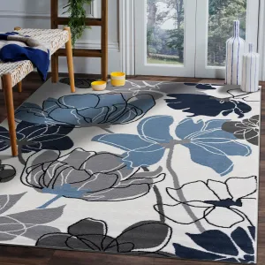 Beverly Rug Modern Multicolor Floral Indoor Area Rug with Jute Backing