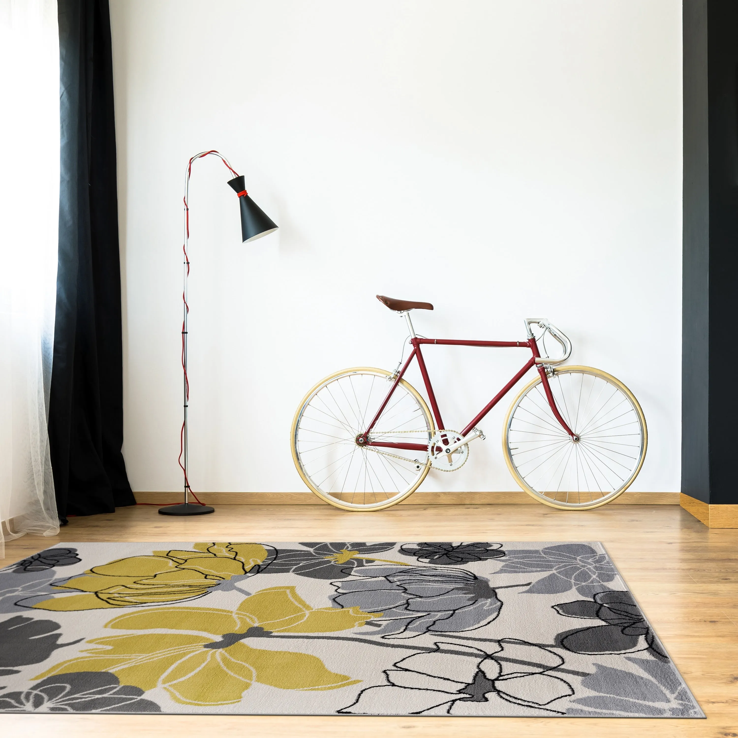 Beverly Rug Modern Multicolor Floral Indoor Area Rug with Jute Backing
