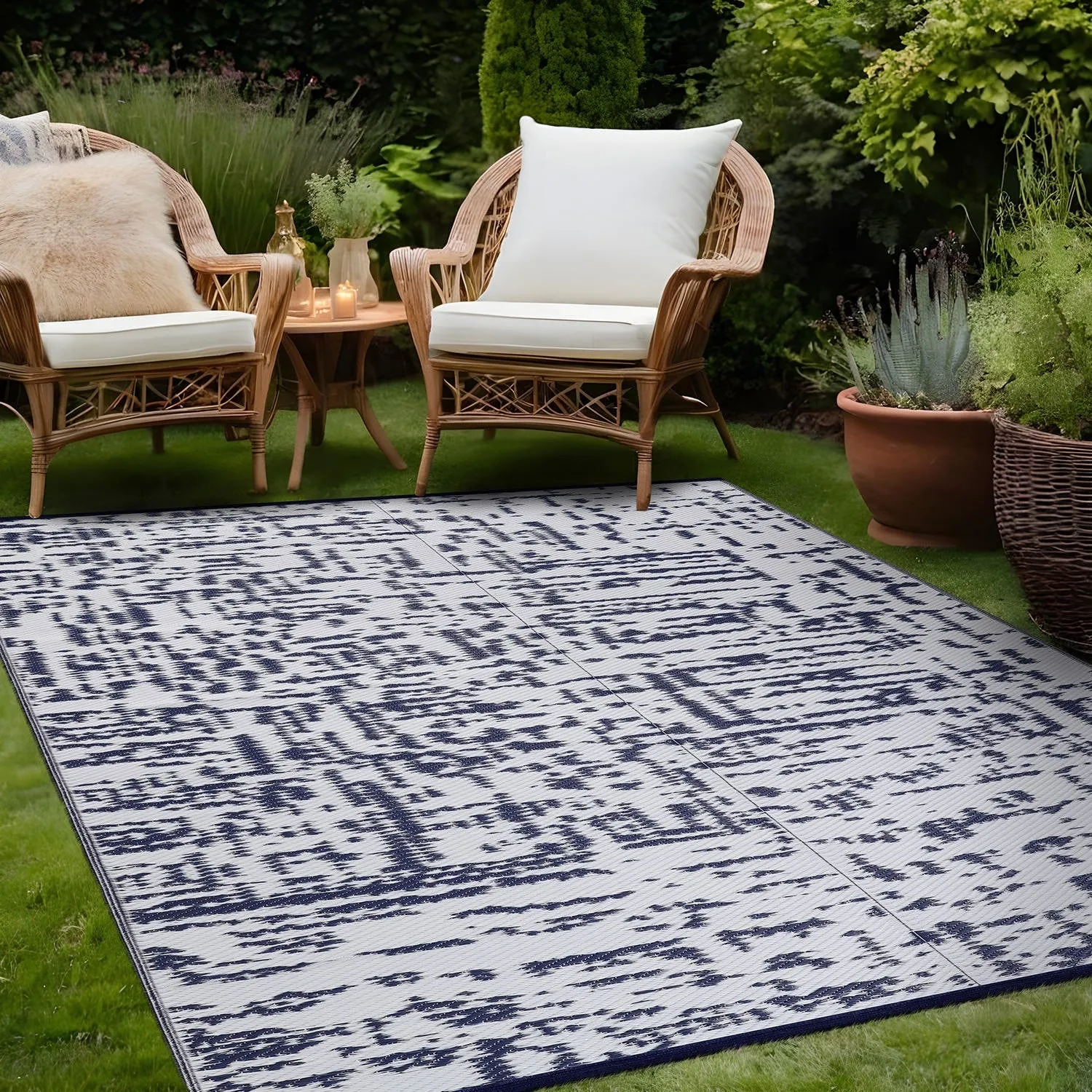 Beverly Rug Reversible Mats Plastic Outdoor Rug for Camping. Patio. Backyard. RV. Picnic. Deck
